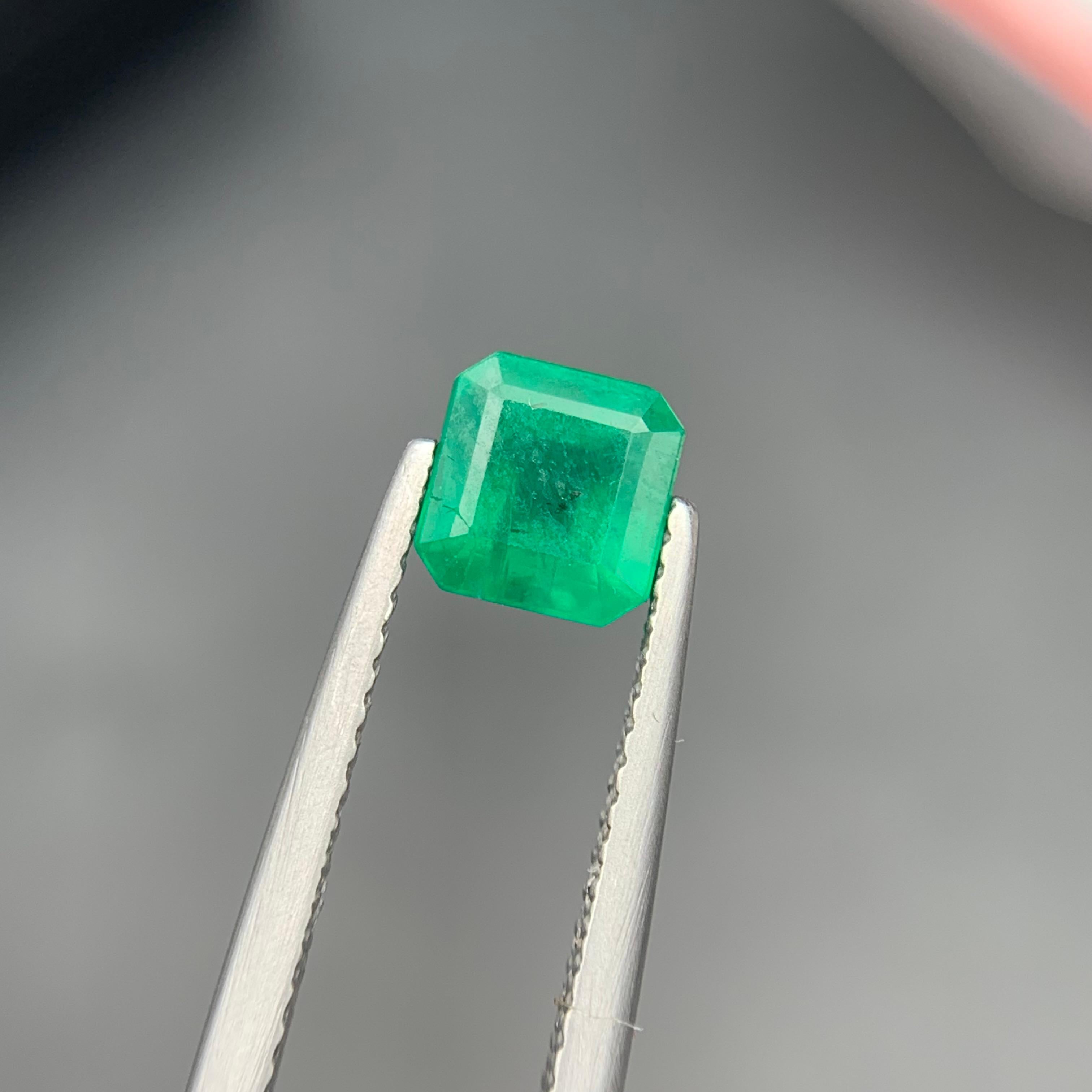 Contemporary Rich Green Natural Emerald Ring Loose Gemstone 1.35 Ct Octagon Emerald Cut-Jewel For Sale