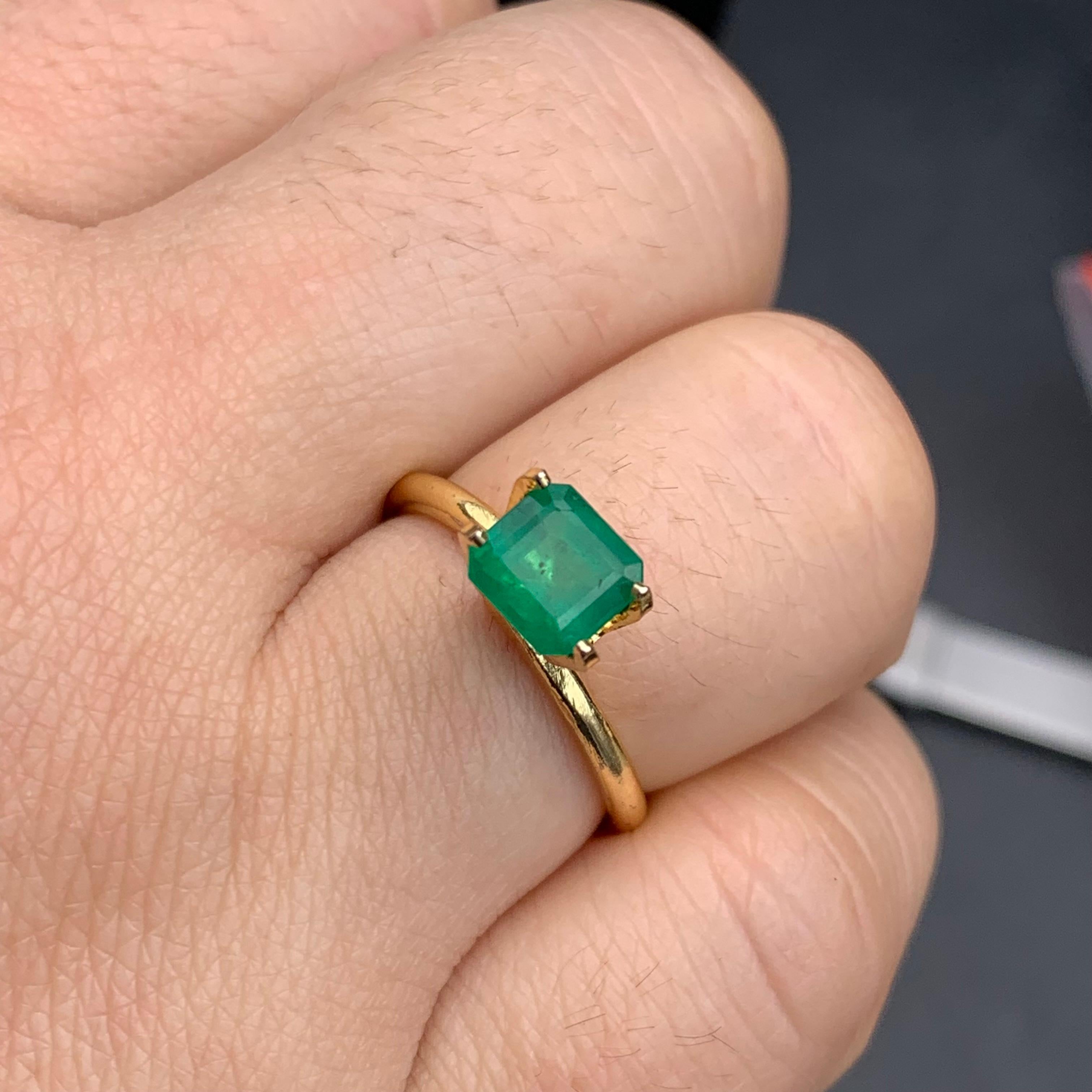 Rich Green Natural Emerald Ring Loose Gemstone 1.35 Ct Octagon Emerald Cut-Jewel In New Condition For Sale In Peshawar, PK