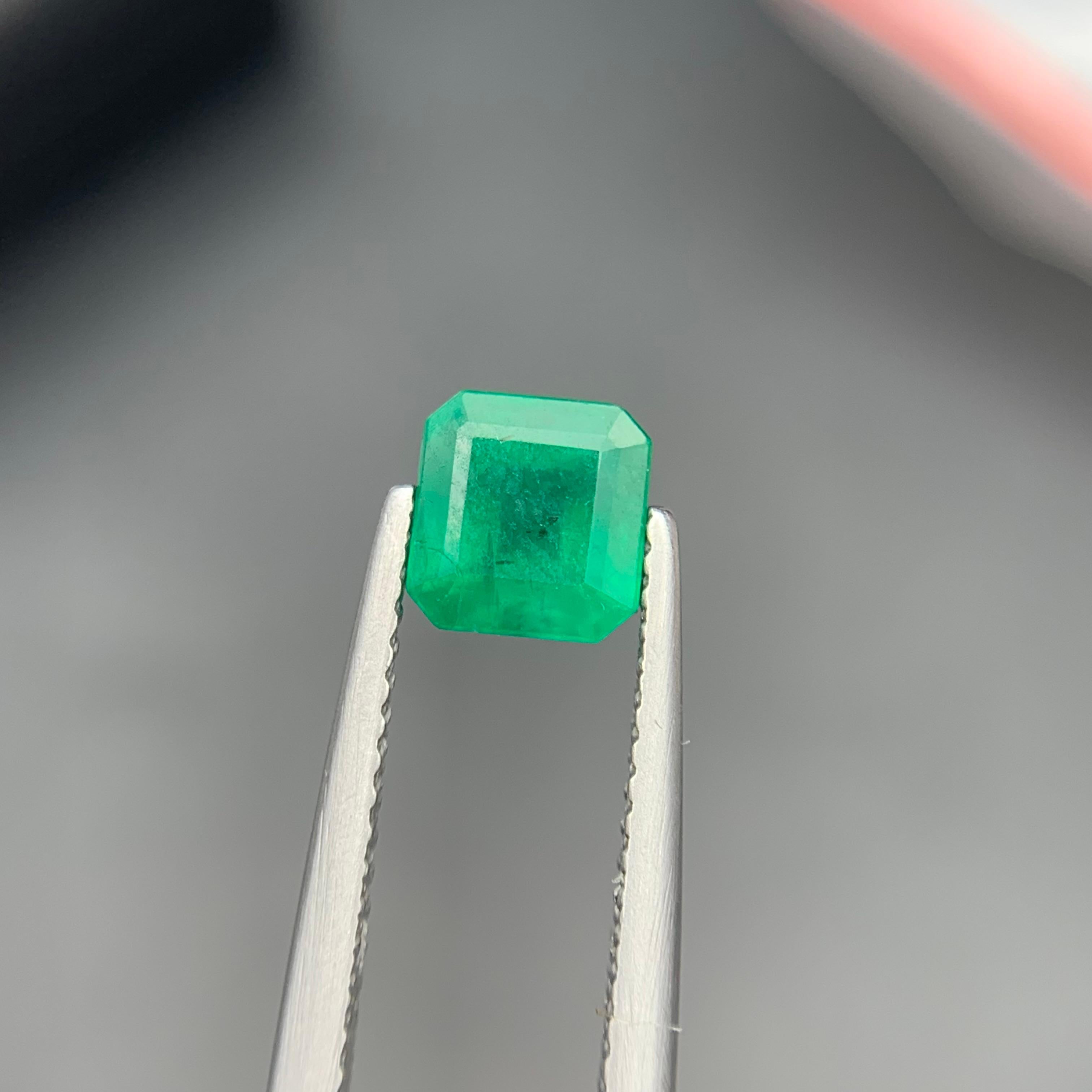 Women's or Men's Rich Green Natural Emerald Ring Loose Gemstone 1.35 Ct Octagon Emerald Cut-Jewel For Sale
