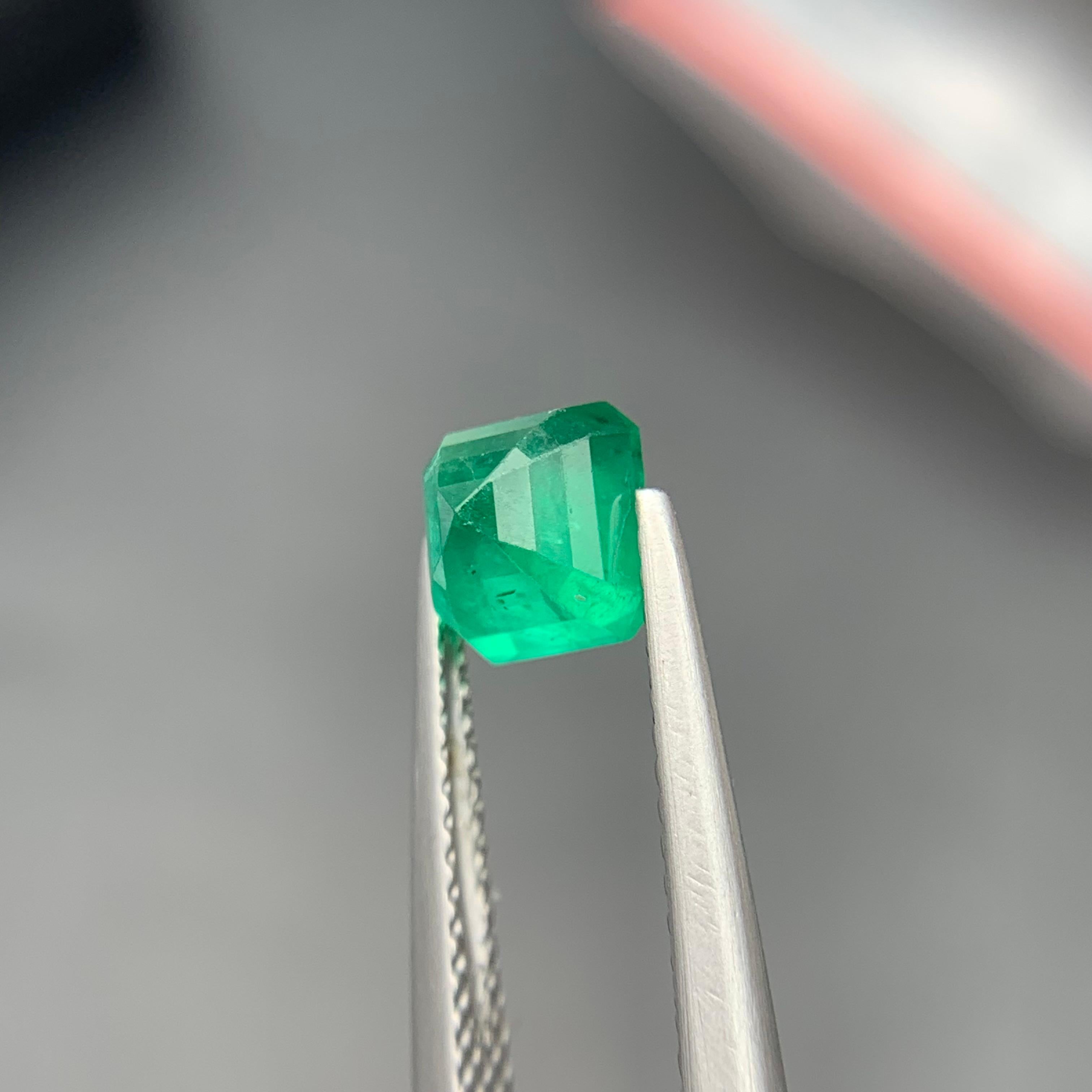 Rich Green Natural Emerald Ring Loose Gemstone 1.35 Ct Octagon Emerald Cut-Jewel For Sale 2