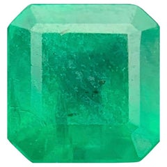 Bague en émeraude naturelle verte riche, pierre précieuse non sertie, taille émeraude octogonale 1,35 carat