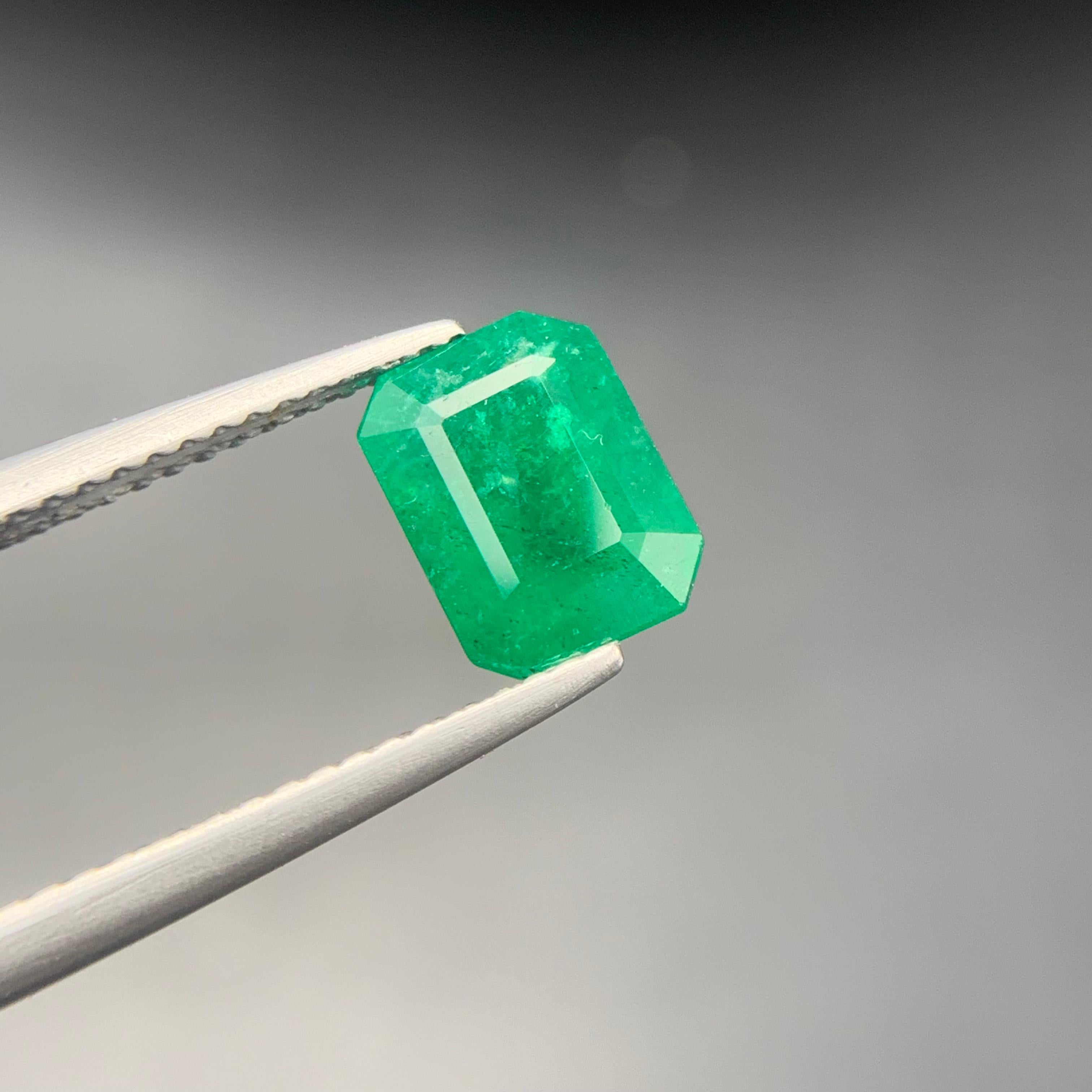 Women's or Men's Rich Green Natural Emerald Ring Loose Gemstone 2.05 Ct Octagon Cut for Jewelry For Sale