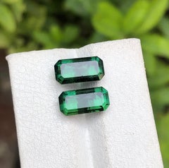 Rich Green Natural Tourmaline Earrings Loose Gemstones 7.20 Ct-Emerald Cut Jewel