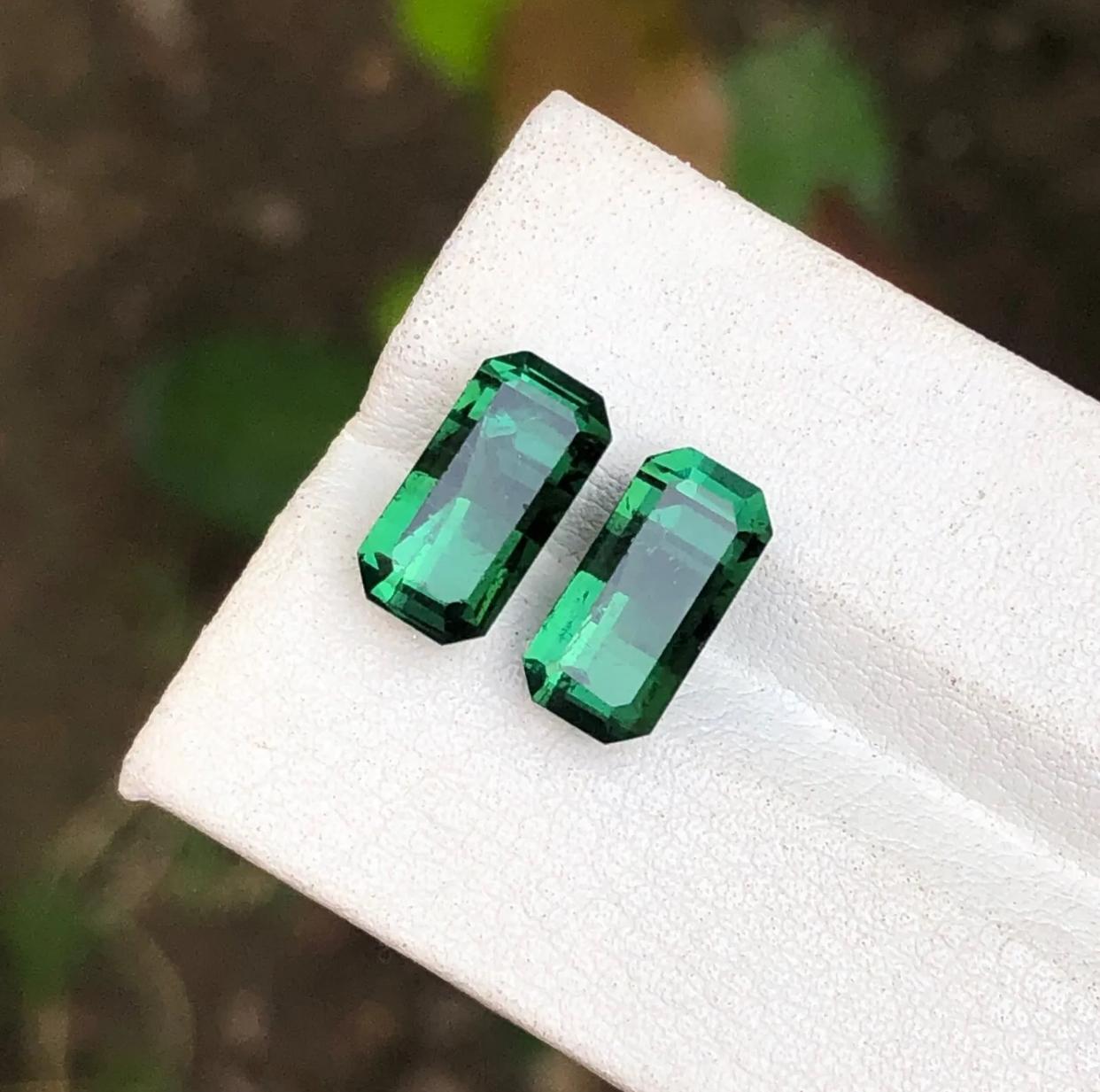 Satter Grüner Turmalin Ohrringe Lose Edelsteine 7,20 Ct-Emerald Cut Jewell im Angebot 3