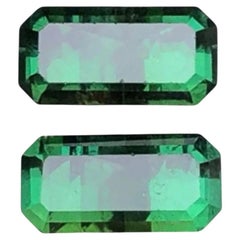 Rich Green Natural Tourmaline Earrings Loose Gemstones 7.20 Ct-Emerald Cut Jewel