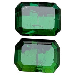 Rich Green Natural Tourmaline Earrings, Pendant Gemstones 10.30 Ct Emerald Cut
