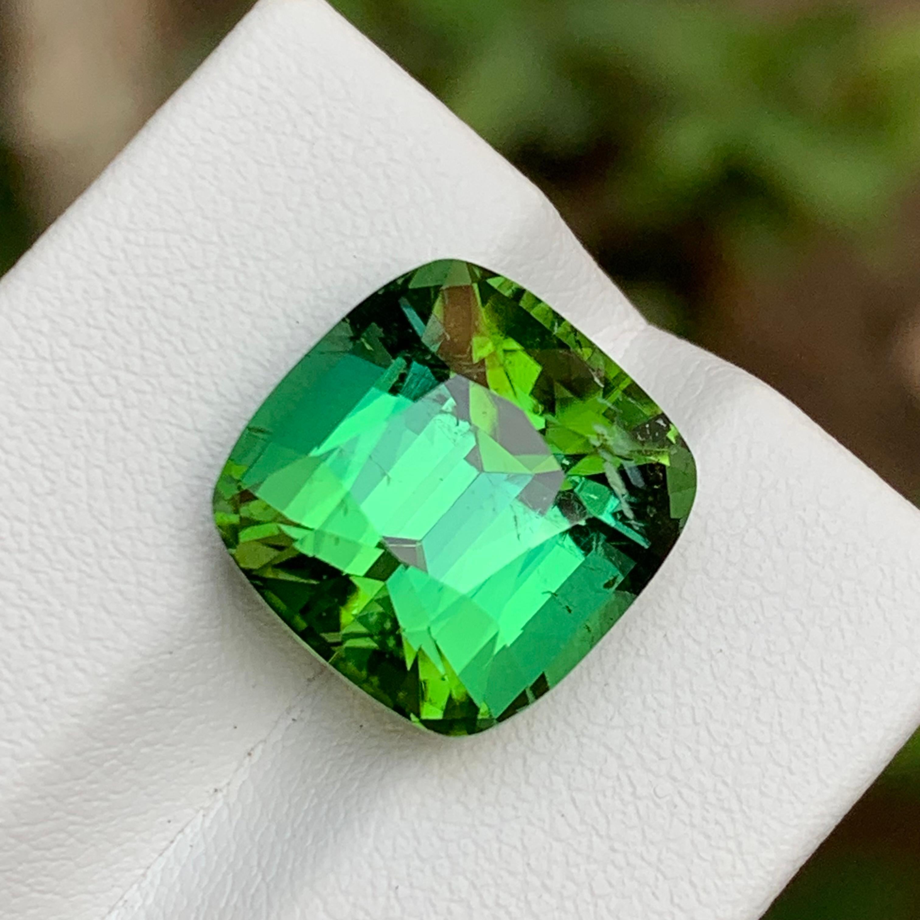 Rich Green Natural Tourmaline Gemstone 13.10 Ct Cushion Cut  Pendant Jewelry For Sale 5