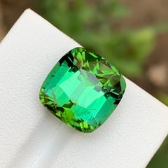 Gemma di tormalina naturale verde ricco da 13,10 carati con taglio a cuscino  Ciondolo