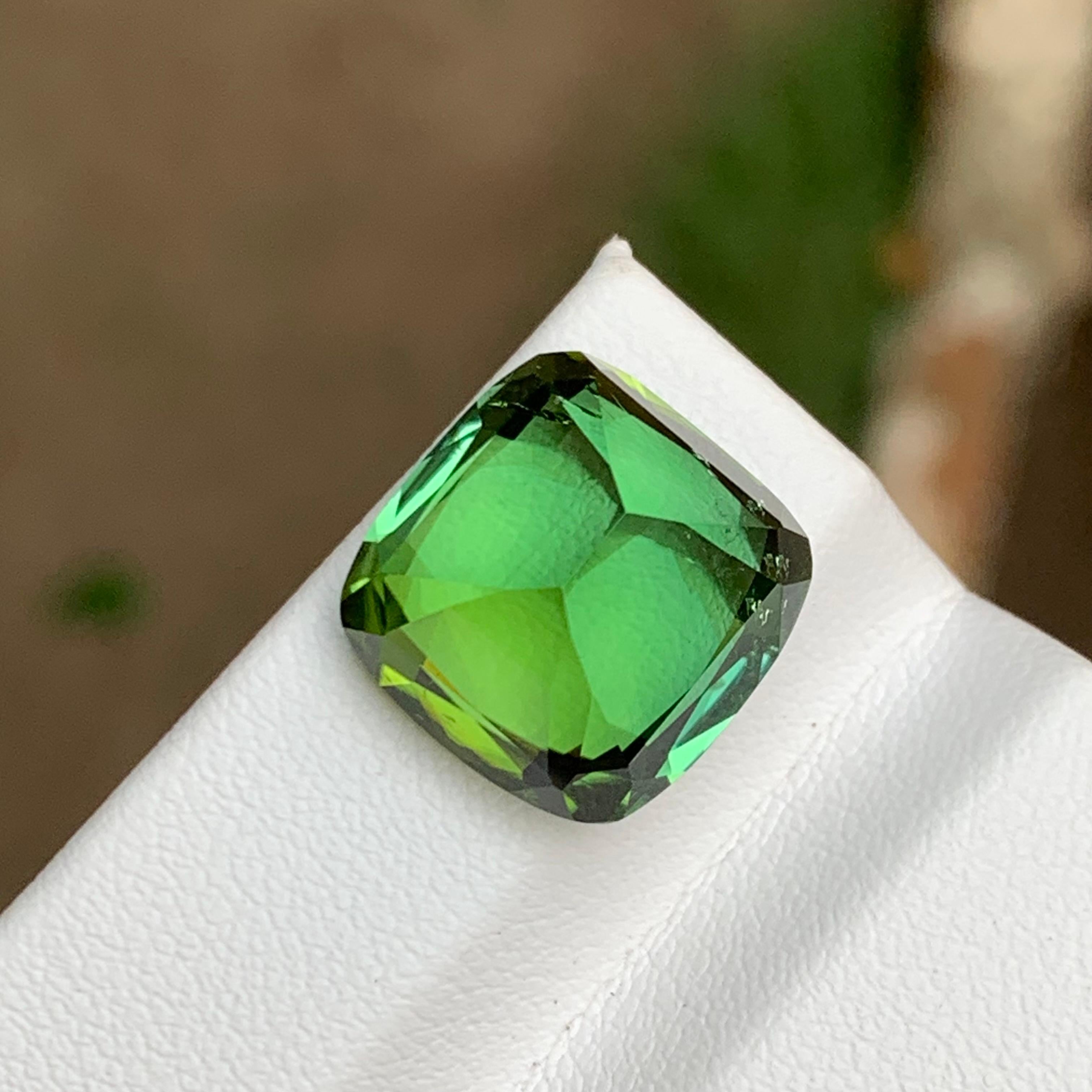 Rich Green Natural Tourmaline Gemstone 13.10 Ct Cushion Cut  Pendant Jewelry In New Condition For Sale In Peshawar, PK