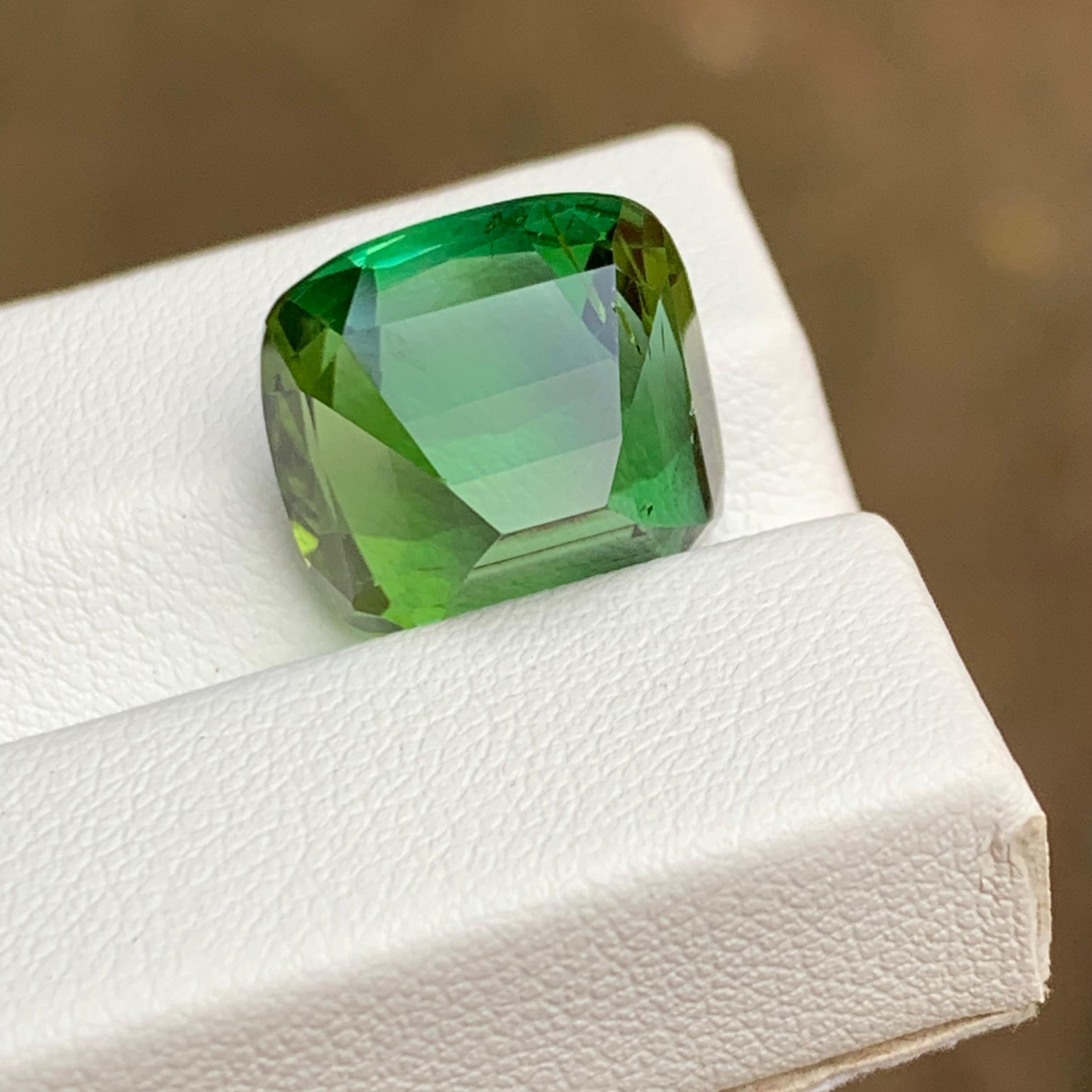 Women's or Men's Rich Green Natural Tourmaline Gemstone 13.10 Ct Cushion Cut  Pendant Jewelry For Sale