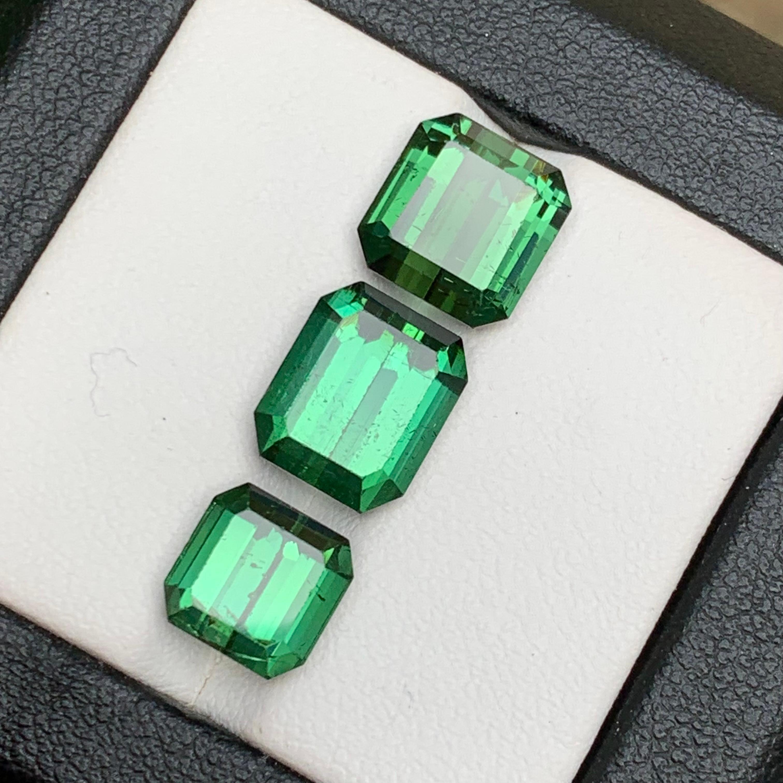 Taille émeraude Tourmaline verte naturelle de 12,10 carats pour la fabrication de bijoux en vente