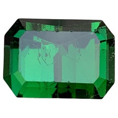 Anillo de turmalina natural verde intenso Gema suelta 7 qt talla esmeralda para joyería