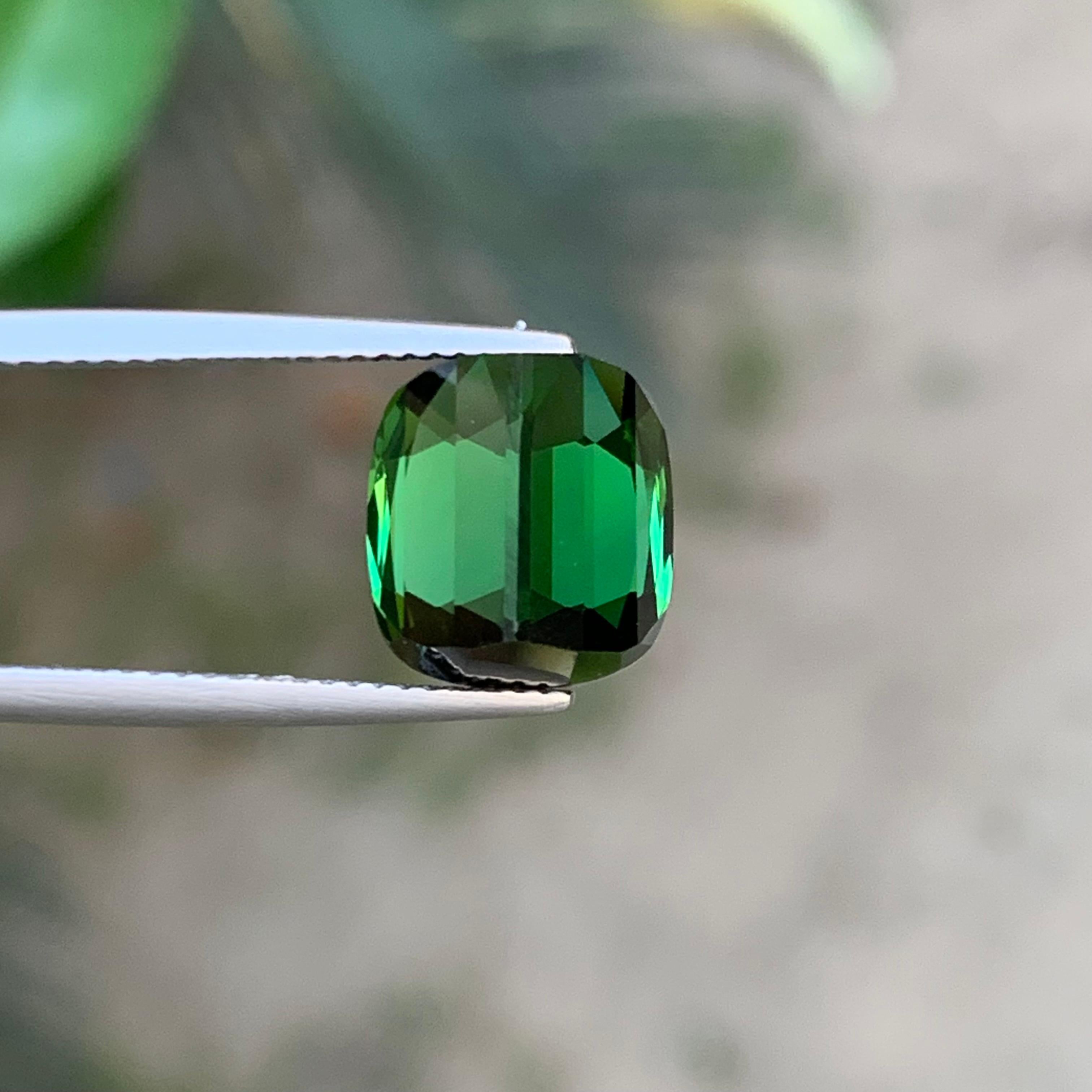 Rich Green Natural Tourmaline Ring Loose Gemstone 7.55 Ct Cushion Cut-Jewelry For Sale 6