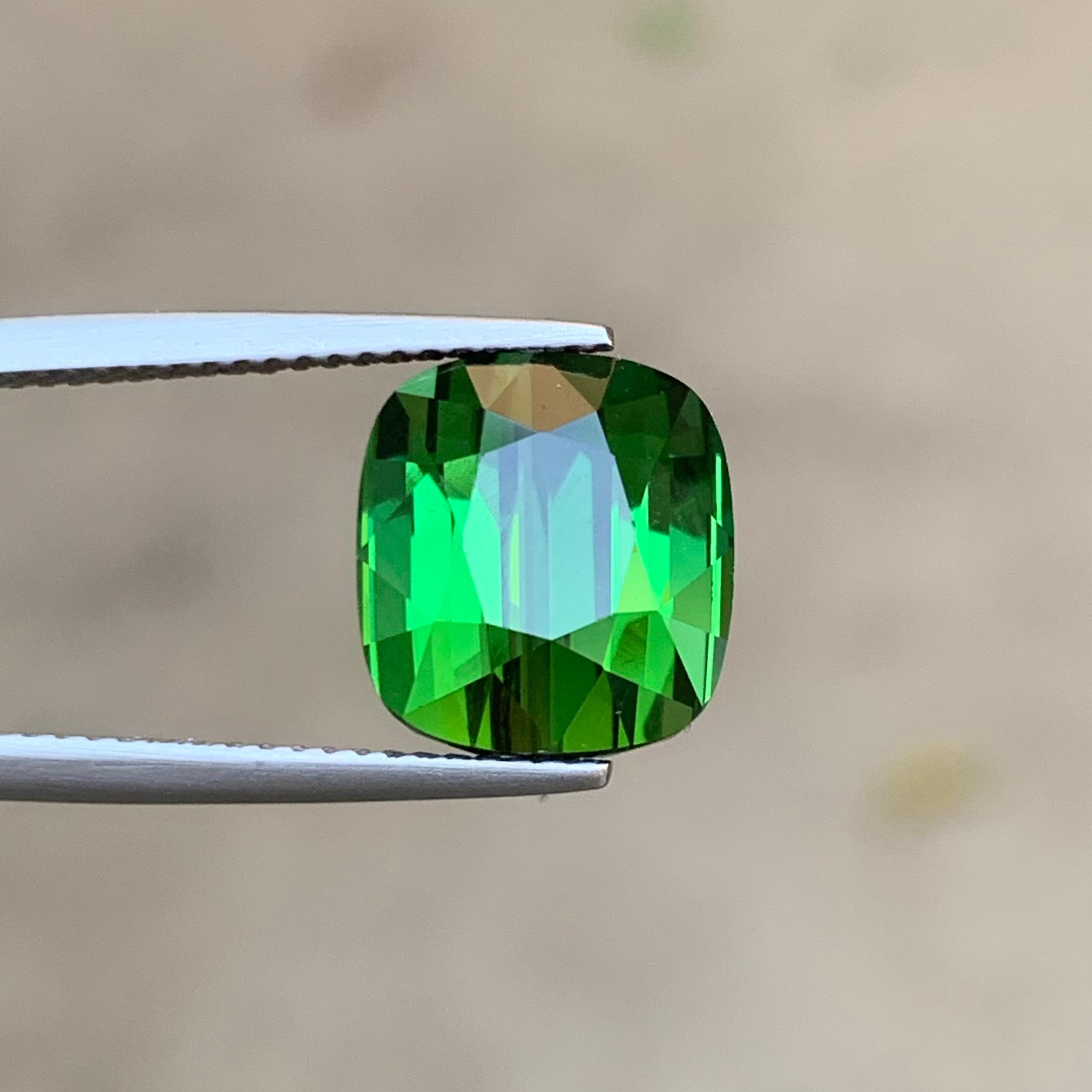Rich Green Natural Tourmaline Ring Loose Gemstone 7.55 Ct Cushion Cut-Jewelry For Sale 8