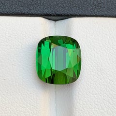 Rich Green Natural Tourmaline Ring Loose Gemstone 7.55 Ct Cushion Cut-Jewelry