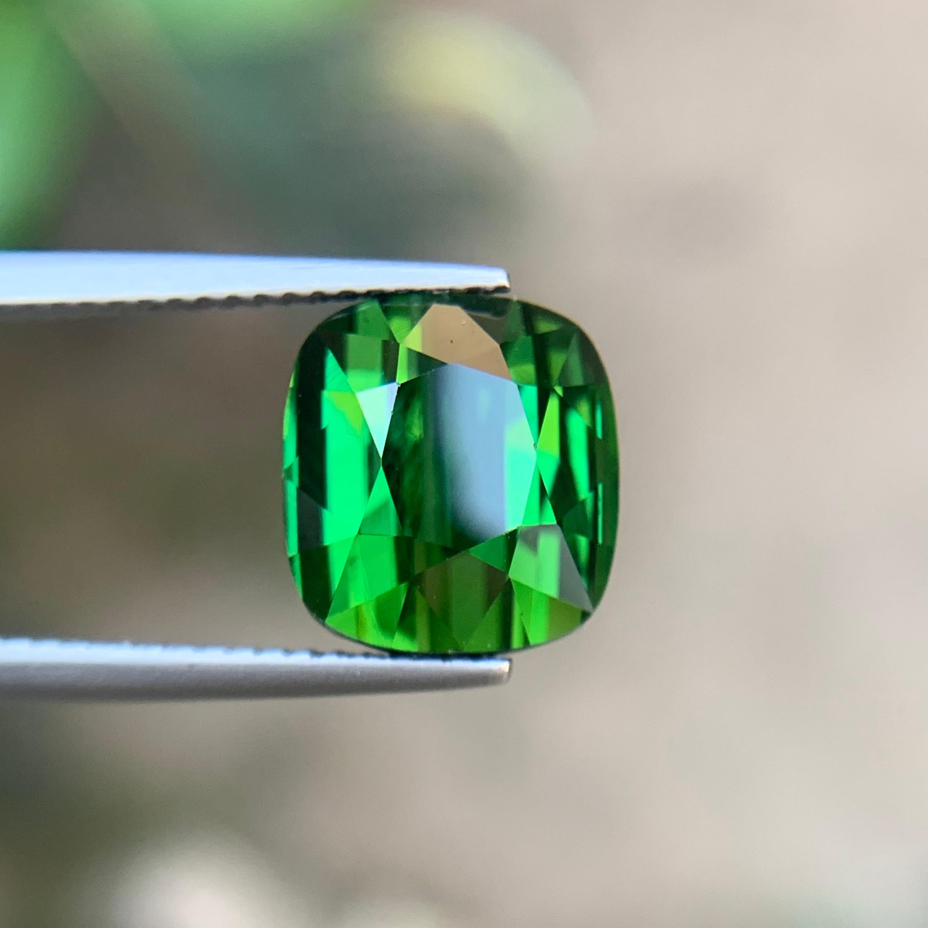 Rich Green Natural Tourmaline Ring Loose Gemstone 7.55 Ct Cushion Cut-Jewelry For Sale 2