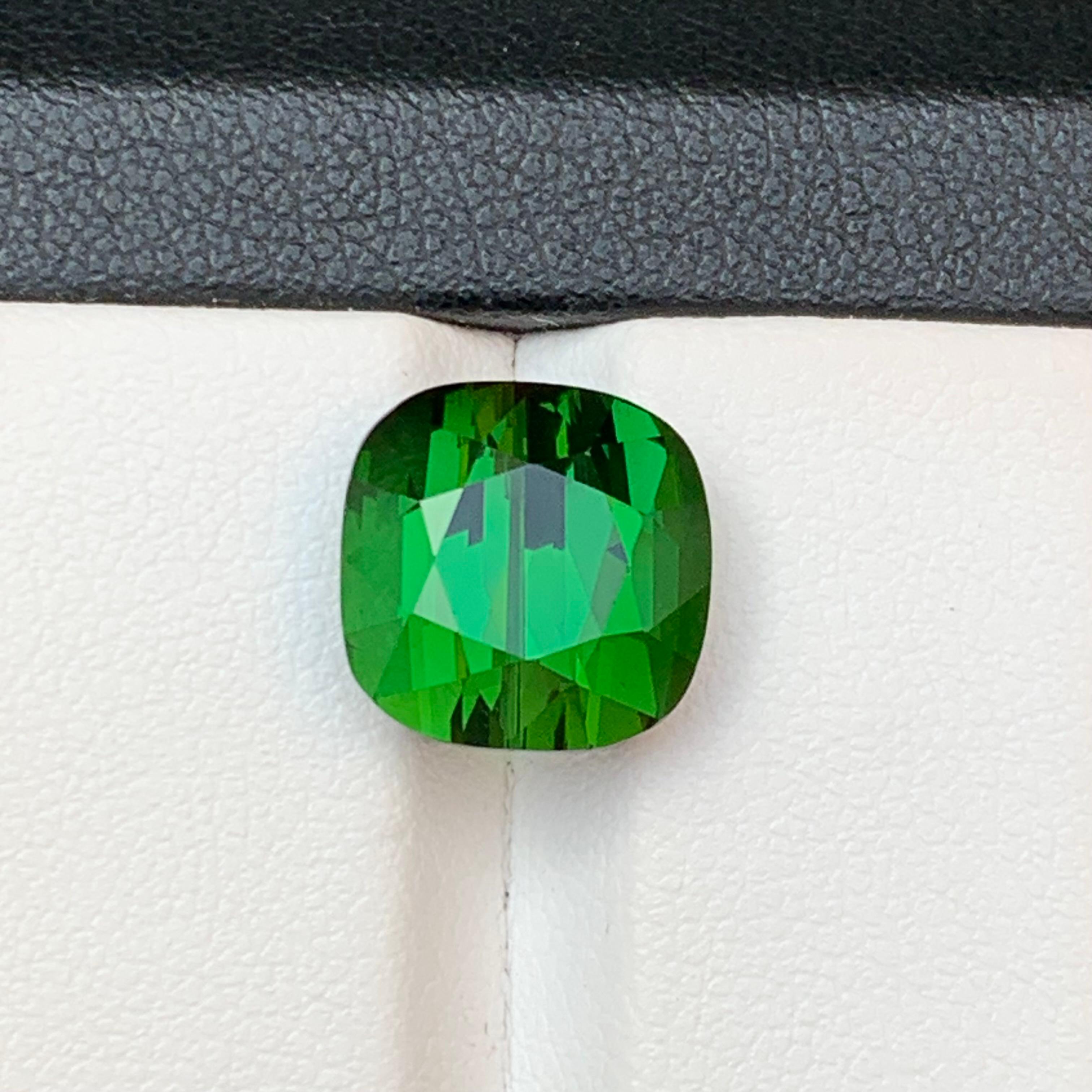 Rich Green Natural Tourmaline Ring Loose Gemstone 7.65 Ct Cushion Cut-Jewelry For Sale 6