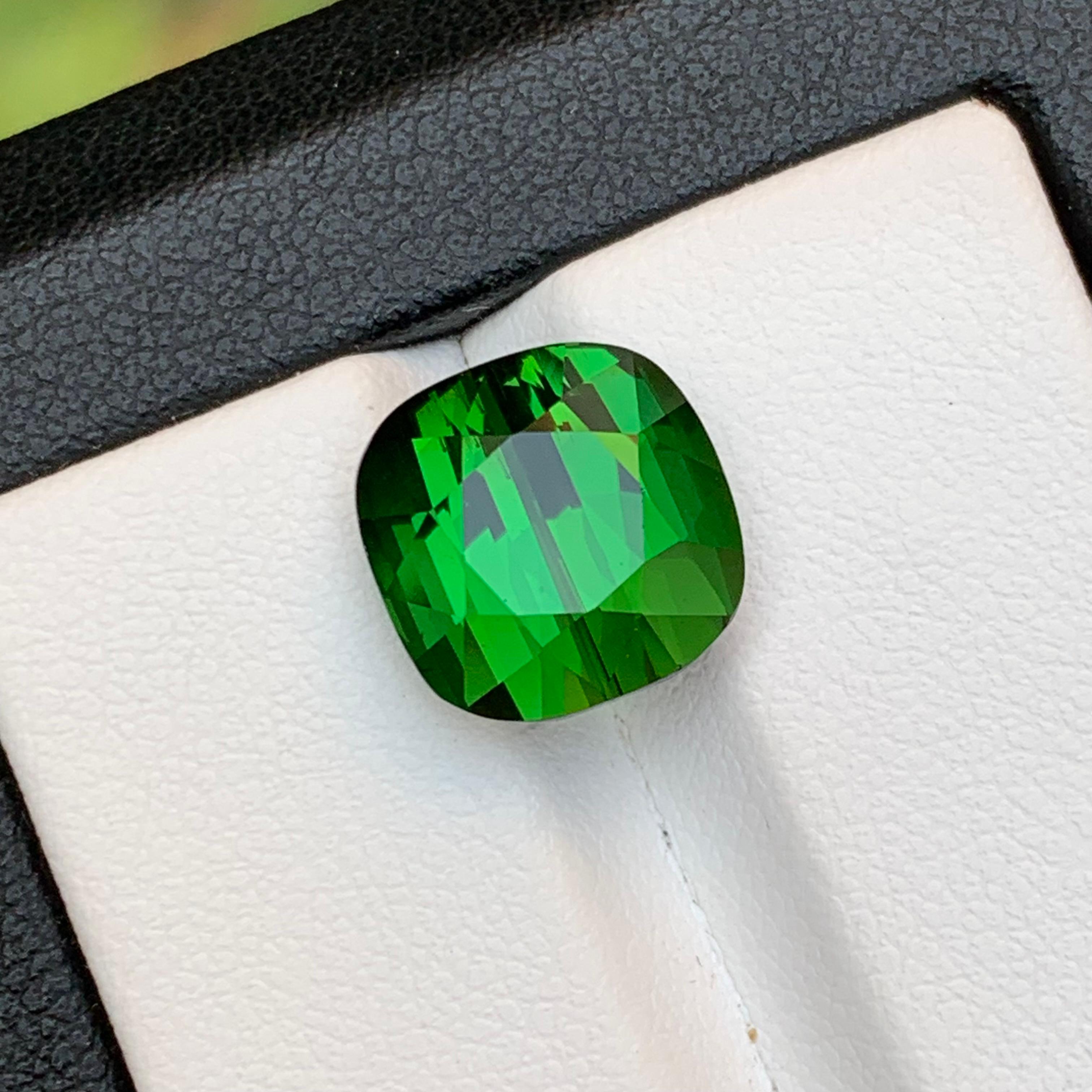 Rich Green Natural Tourmaline Ring Loose Gemstone 7.65 Ct Cushion Cut-Jewelry For Sale 7