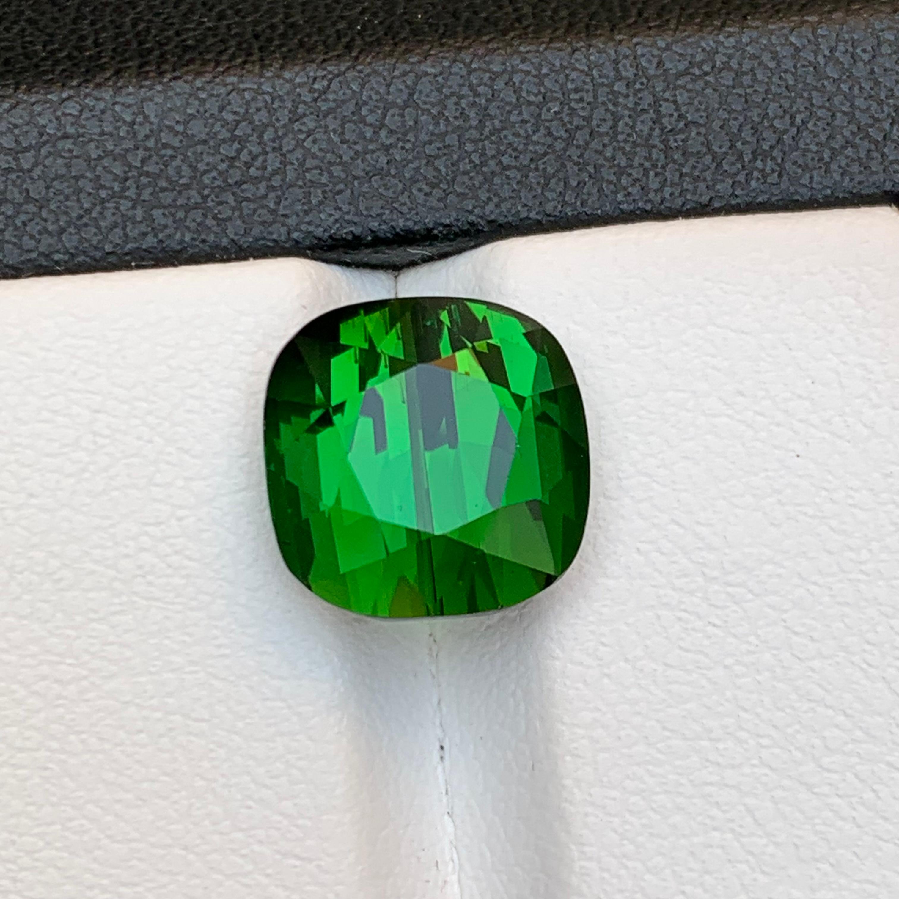 Rich Green Natural Tourmaline Ring Loose Gemstone 7.65 Ct Cushion Cut-Jewelry For Sale 8