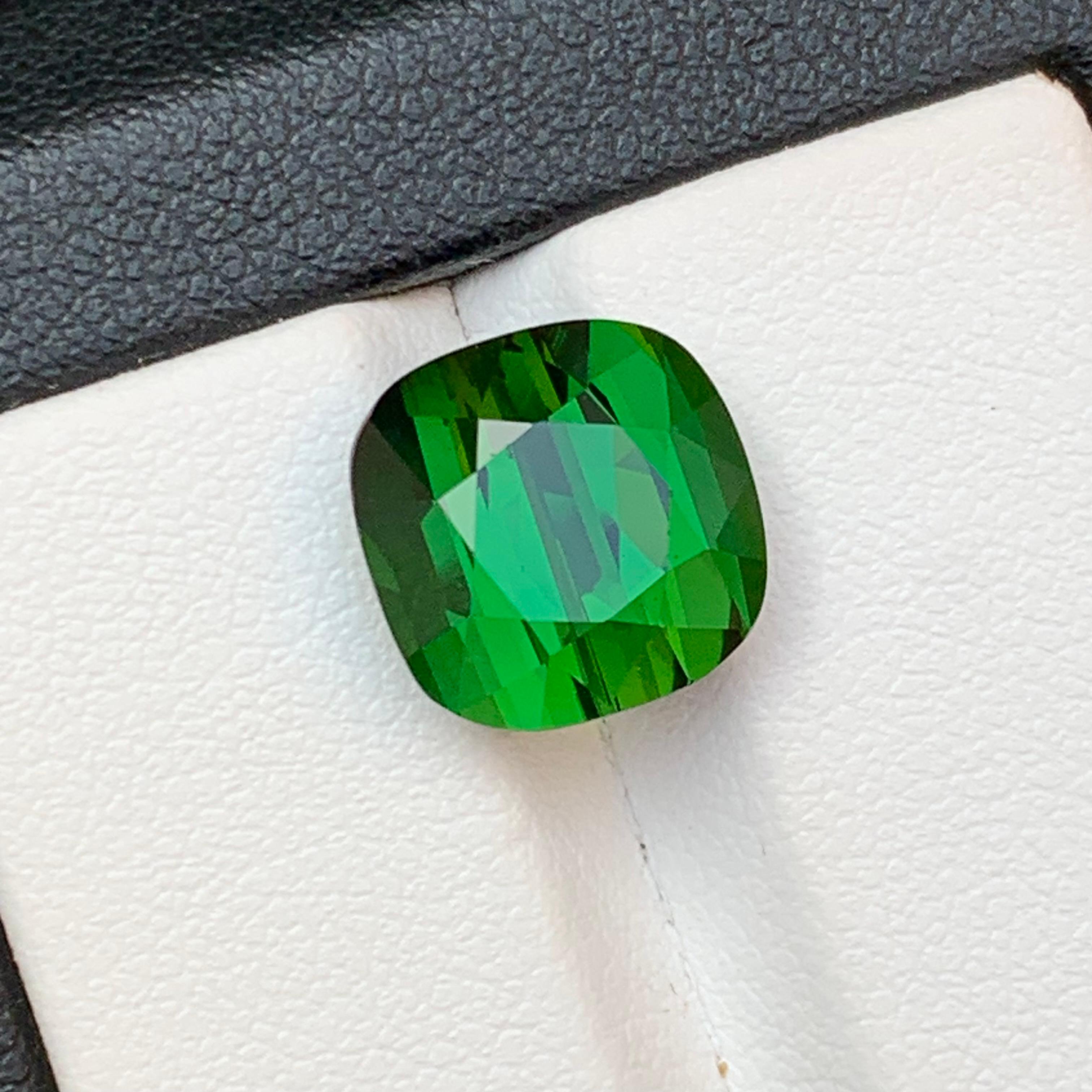 Rich Green Natural Tourmaline Loose Gemstone for Ring, or any other Jewelry Setting- Cushion Cut from Kunar, Afghanistan!!

💎 GEMSTONE TYPE: Tourmaline 
⚖️ WEIGHT: 7.65 Carats 
🪚 SHAPE & CUT: Cushion Cut
📏 SIZE (MM): 10.85 x 10.92 x 8.35
🌈