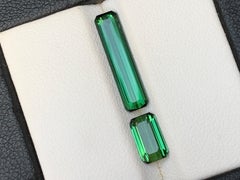 Rich Green Natural Tourmaline Ring Loose Gemstones 3.37 Ct Emerald Cut-Jewelry