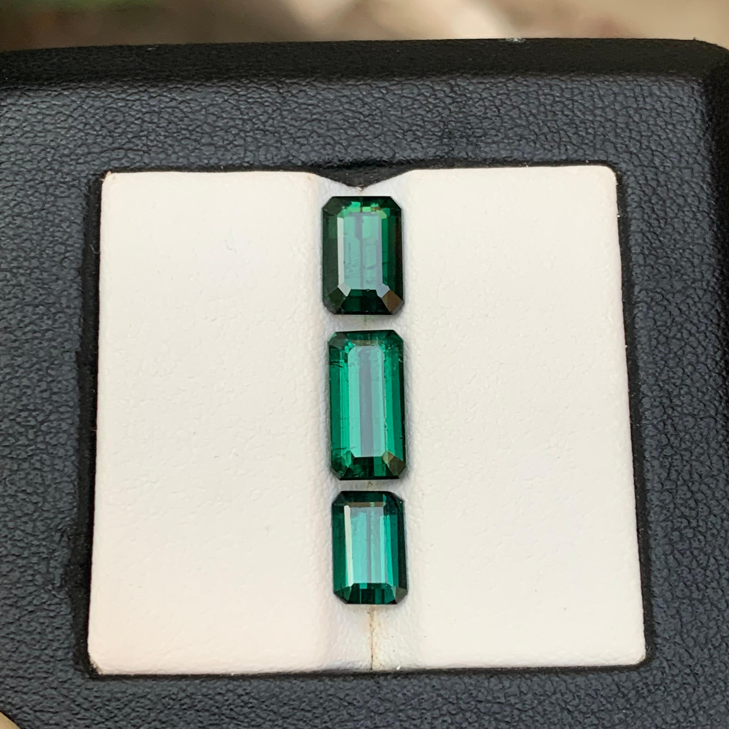 Anillo de turmalina natural verde intenso Piedras sueltas 5,87 qt talla esmeralda-Joyería en venta 6