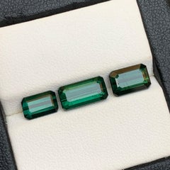 Rich Green Natural Tourmaline Ring Loose Gemstones 5.87 Ct Emerald Cut-Jewellery
