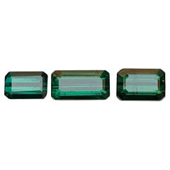 Rich Green Natural Tourmaline Ring Loose Gemstones 5.87 Ct Emerald Cut-Jewellery