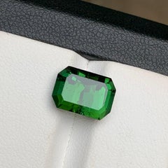 Rich Green Natural Tourmaline Ring, Pendant Gemstone 4.70 Ct Emerald Cut-Jewelry