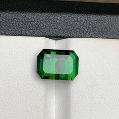Rich Green Natural Tourmaline Ring, Pendant Gemstone 4.70 Ct Emerald Cut-Jewelry