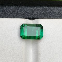 Rich Green Natural Tourmaline Ring, Pendant Gemstone 4.85 Ct Emerald Cut-Jewelry