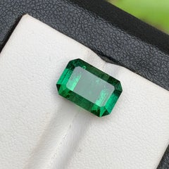 Rich Green Natural Tourmaline Ring, Pendant Gemstone 4.85 Ct Emerald Cut-Jewelry
