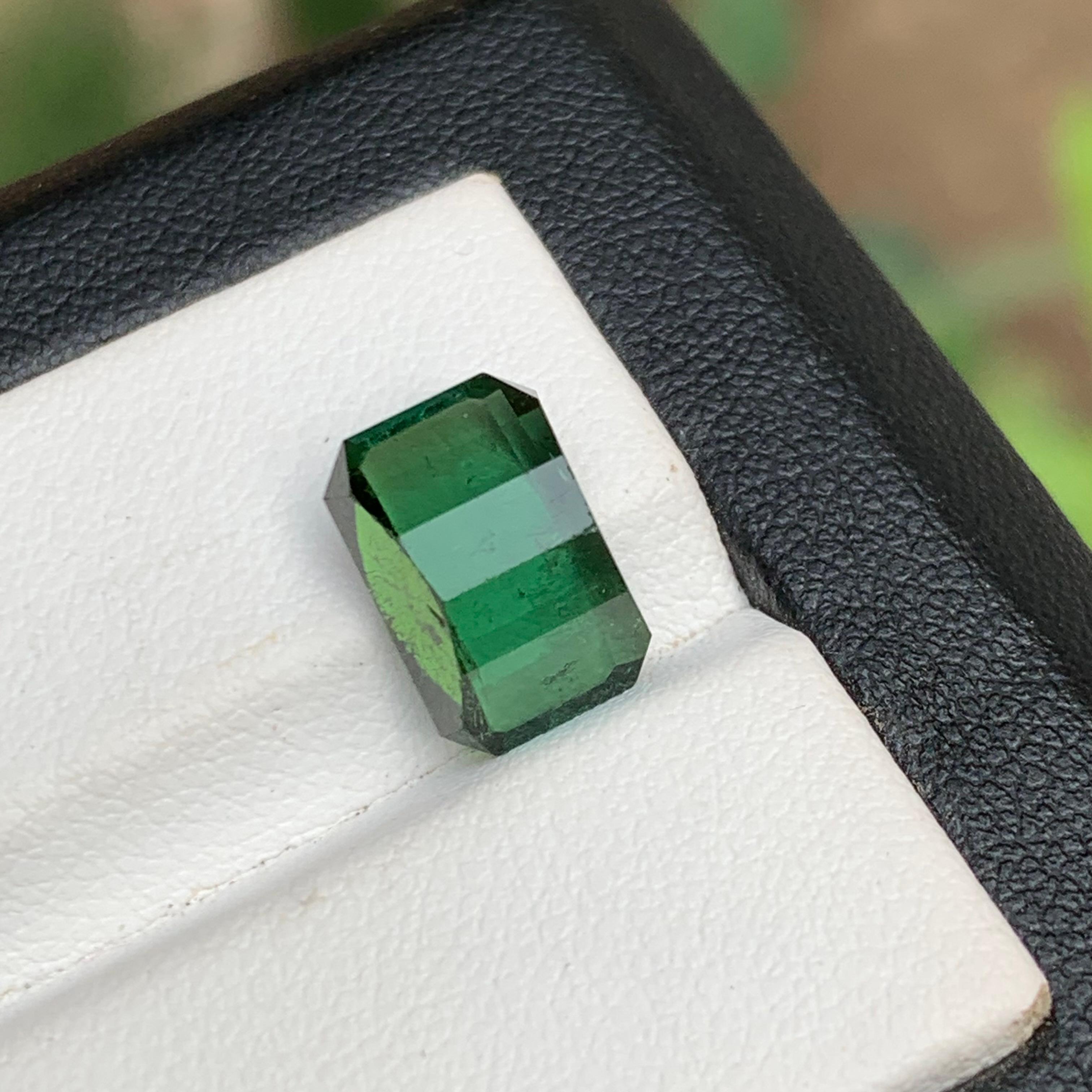Anillo de turmalina natural verde intenso, gema colgante 4.85 ct talla esmeralda-Joyería Corte esmeralda en venta