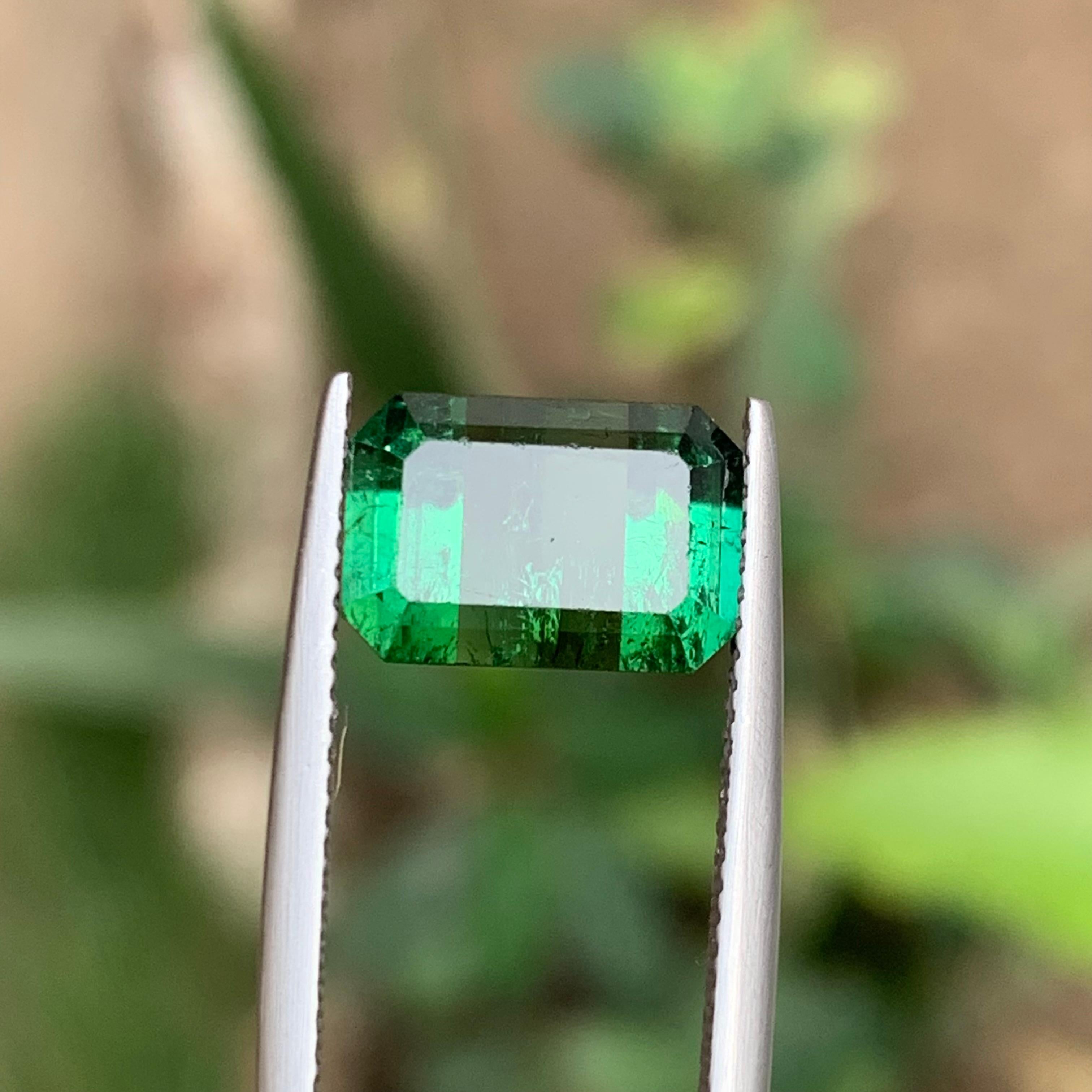 Femenino o masculino Anillo de turmalina natural verde intenso, gema colgante 4.85 ct talla esmeralda-Joyería en venta