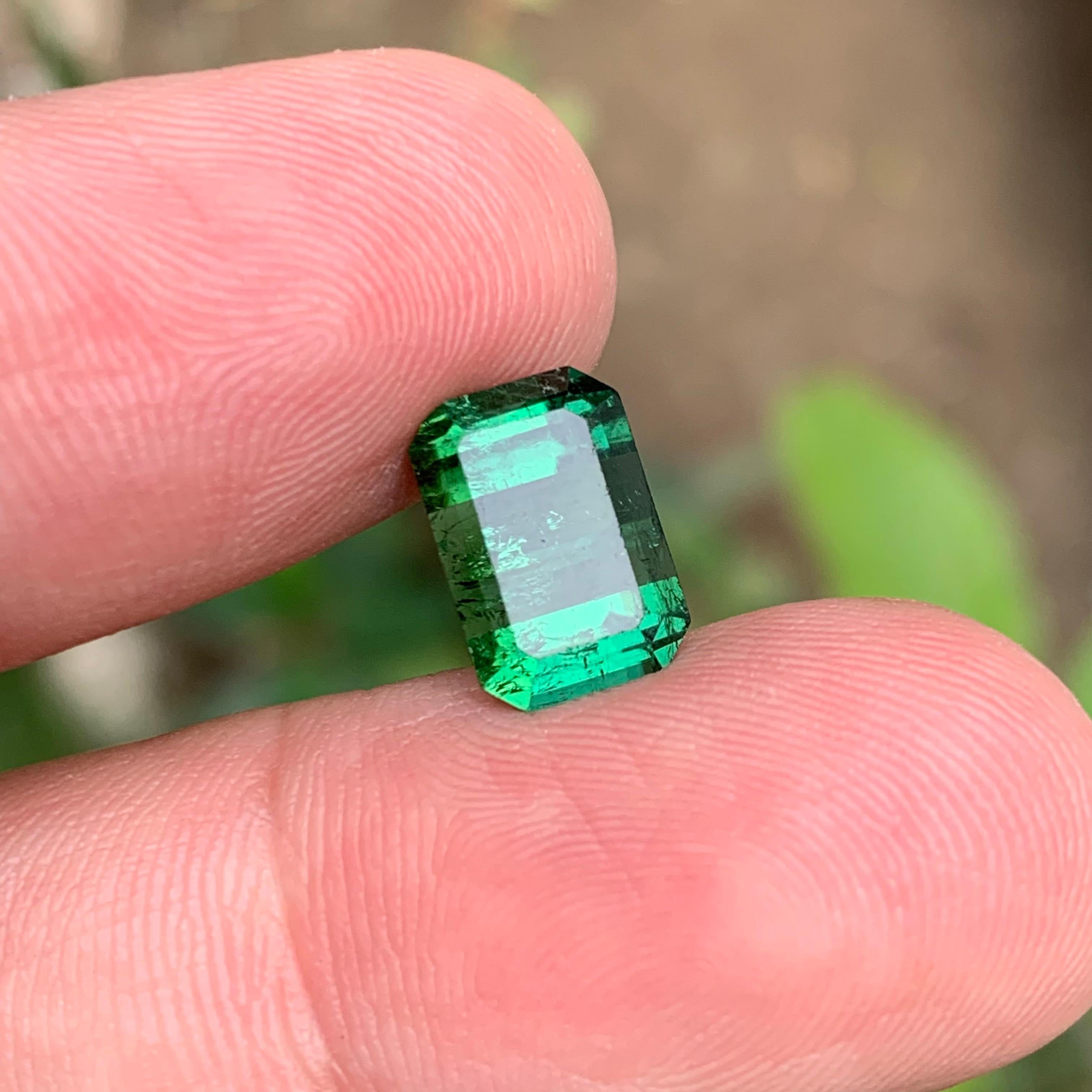 Anillo de turmalina natural verde intenso, gema colgante 4.85 ct talla esmeralda-Joyería en venta 1