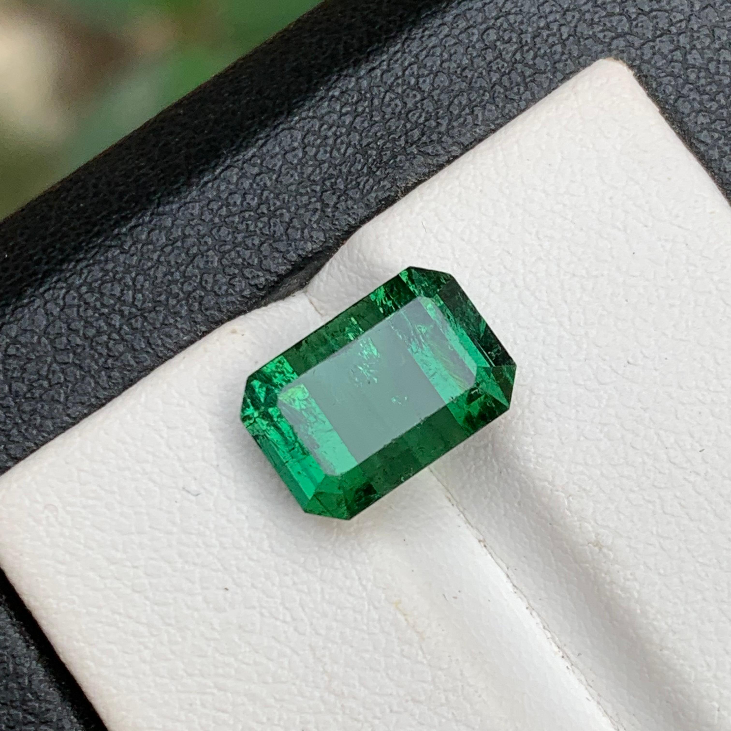 Anillo de turmalina natural verde intenso, gema colgante 4.85 ct talla esmeralda-Joyería en venta 2