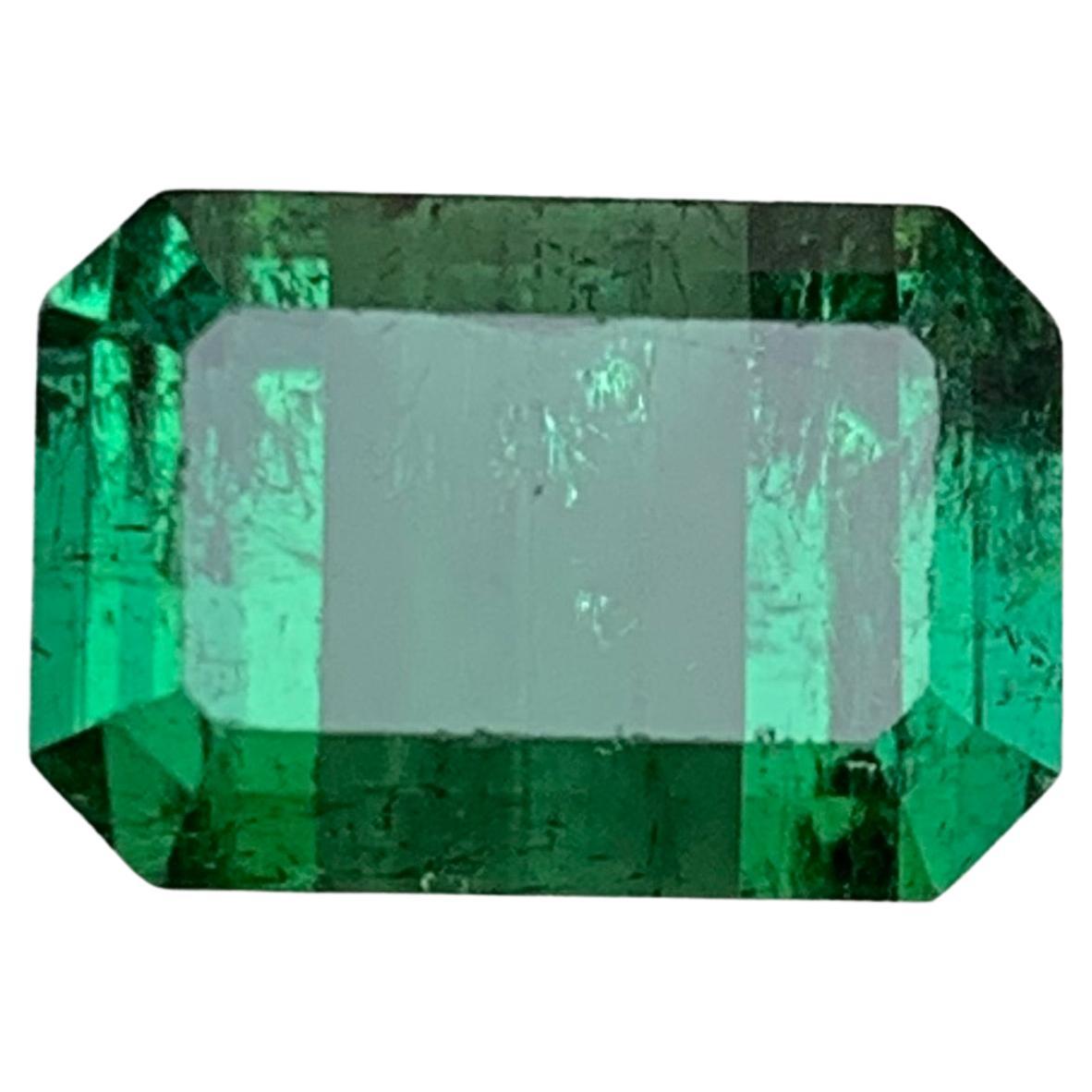 Rich Green Natural Tourmaline Ring, Pendant Gemstone 4.85 Ct Emerald Cut-Jewelry