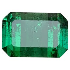 Rich Green Natural Tourmaline Ring, Pendant Gemstone 4.85 Ct Emerald Cut-Jewelry