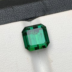 Rich Green Natural Tourmaline Ring, Pendant Gemstone 5.40 Ct Emerald Cut-Jewelry