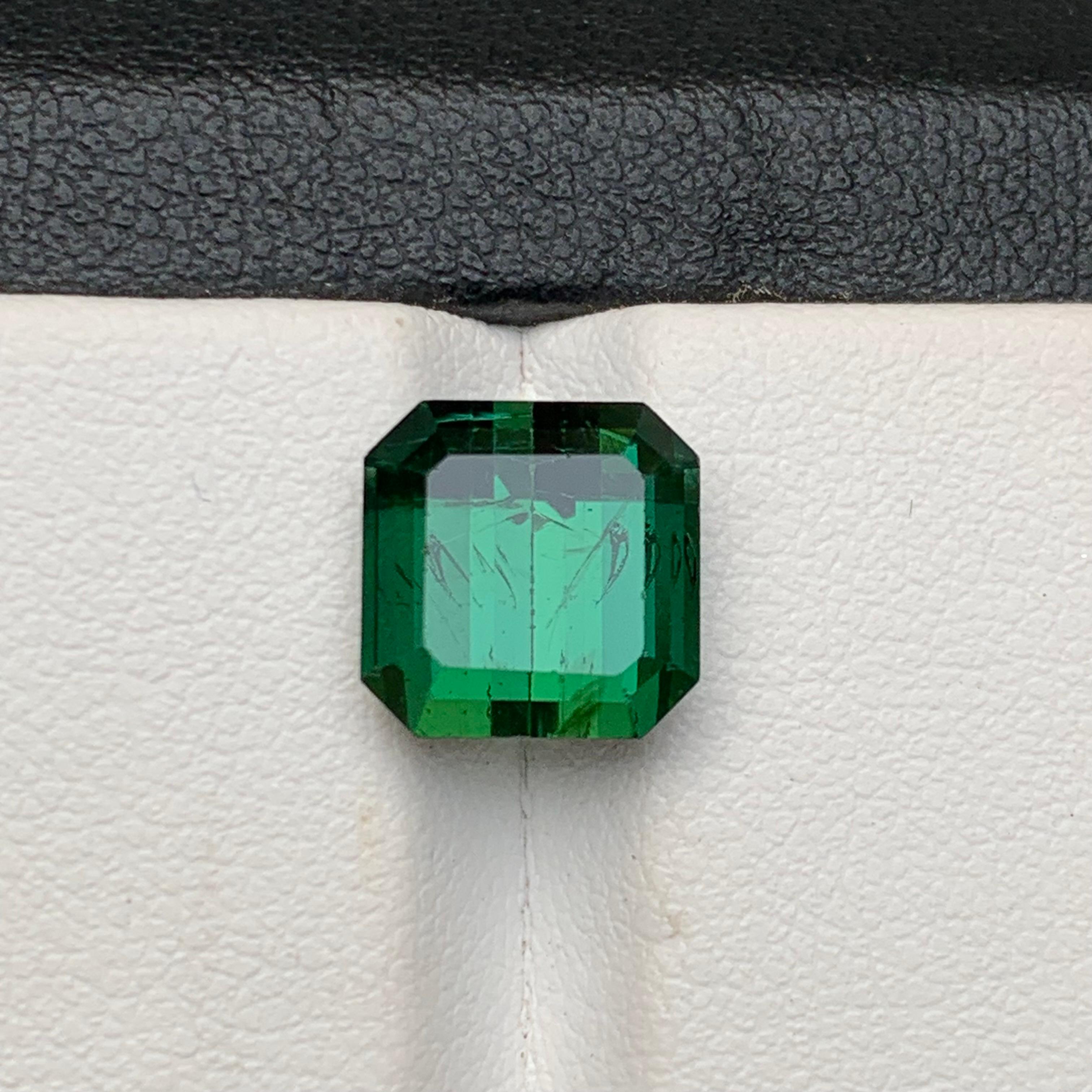 Contemporary Rich Green Natural Tourmaline Ring, Pendant Gemstone 5.40 Ct Emerald Cut-Jewelry For Sale