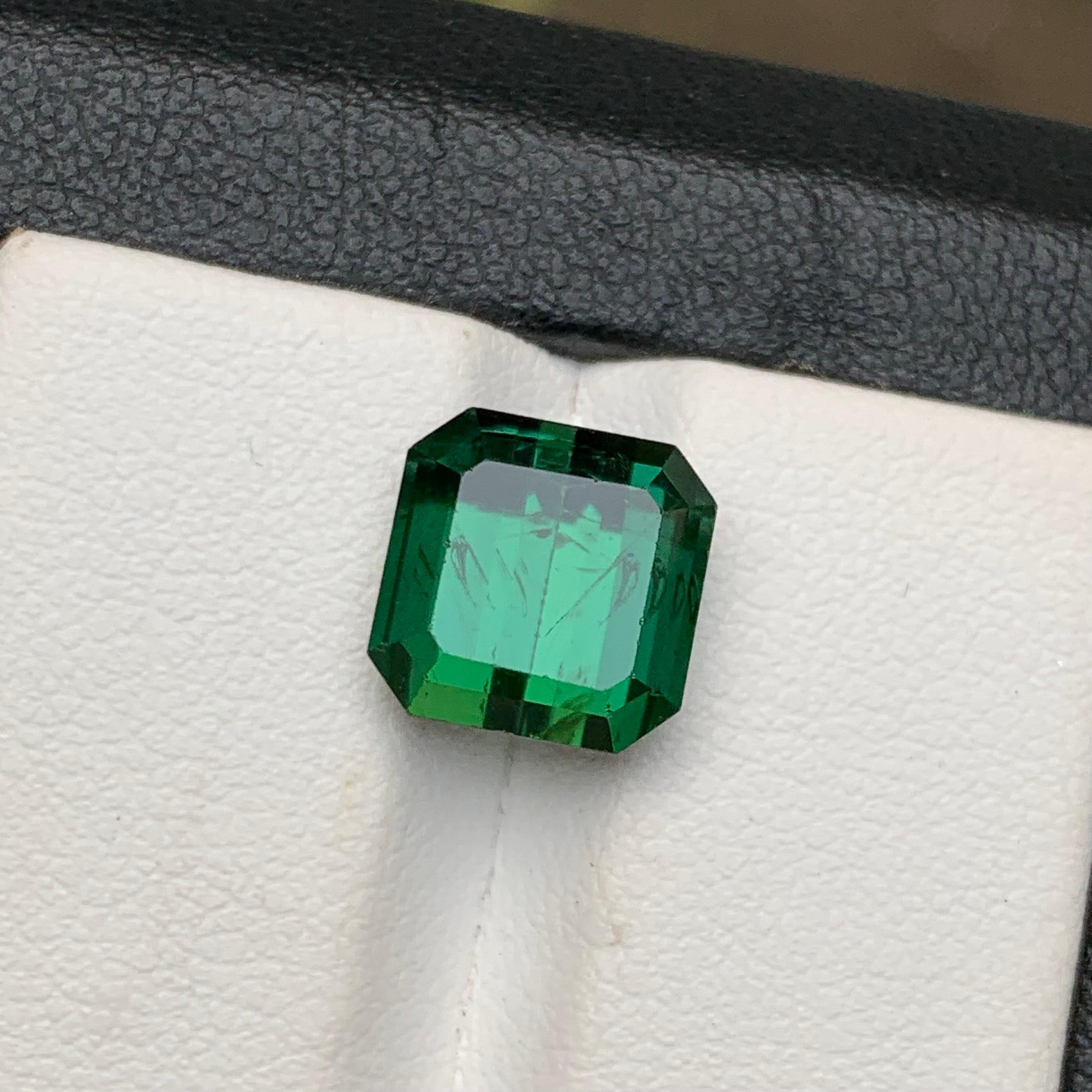 Women's or Men's Rich Green Natural Tourmaline Ring, Pendant Gemstone 5.40 Ct Emerald Cut-Jewelry For Sale