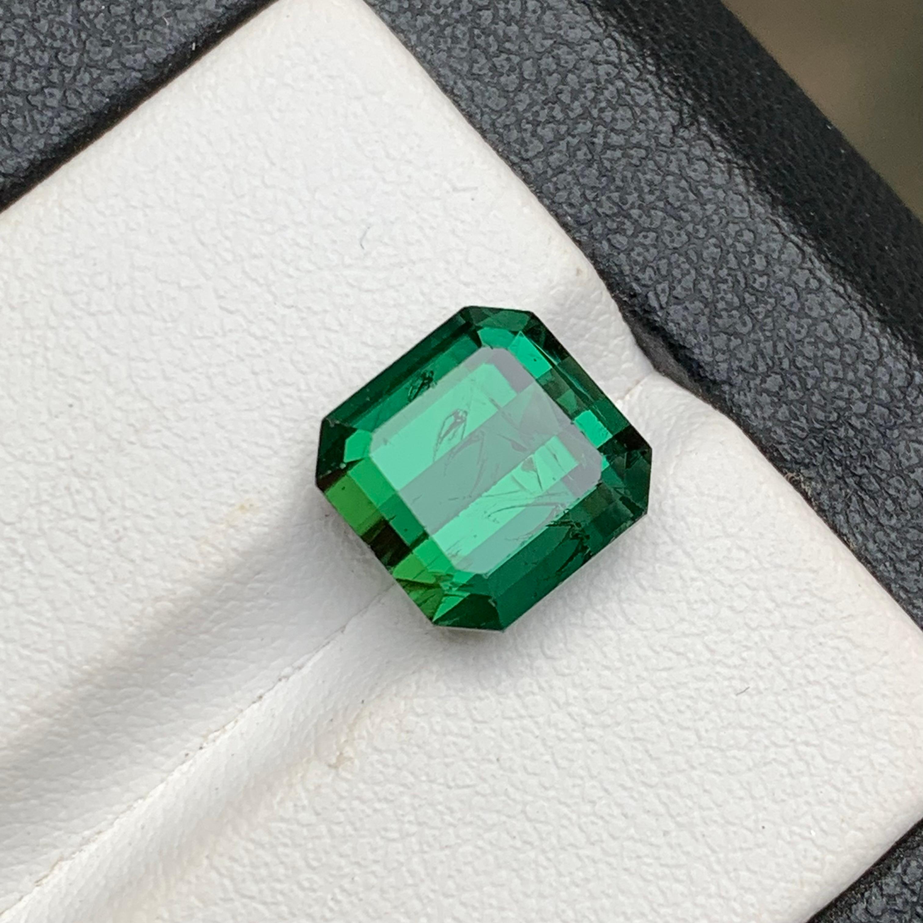 Rich Green Natural Tourmaline Ring, Pendant Gemstone 5.40 Ct Emerald Cut-Jewelry For Sale 2