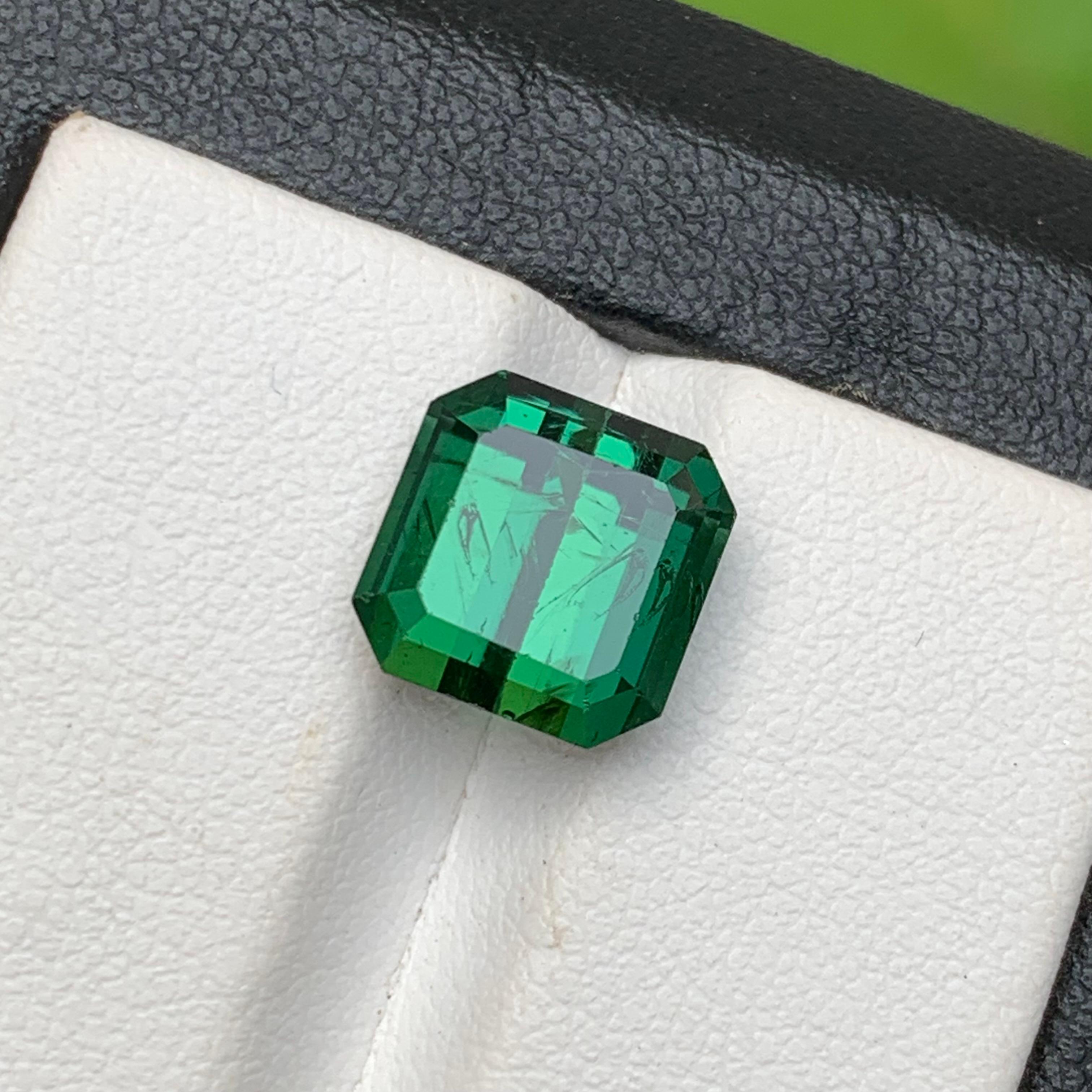 Rich Green Natural Tourmaline Ring, Pendant Gemstone 5.40 Ct Emerald Cut-Jewelry For Sale 3