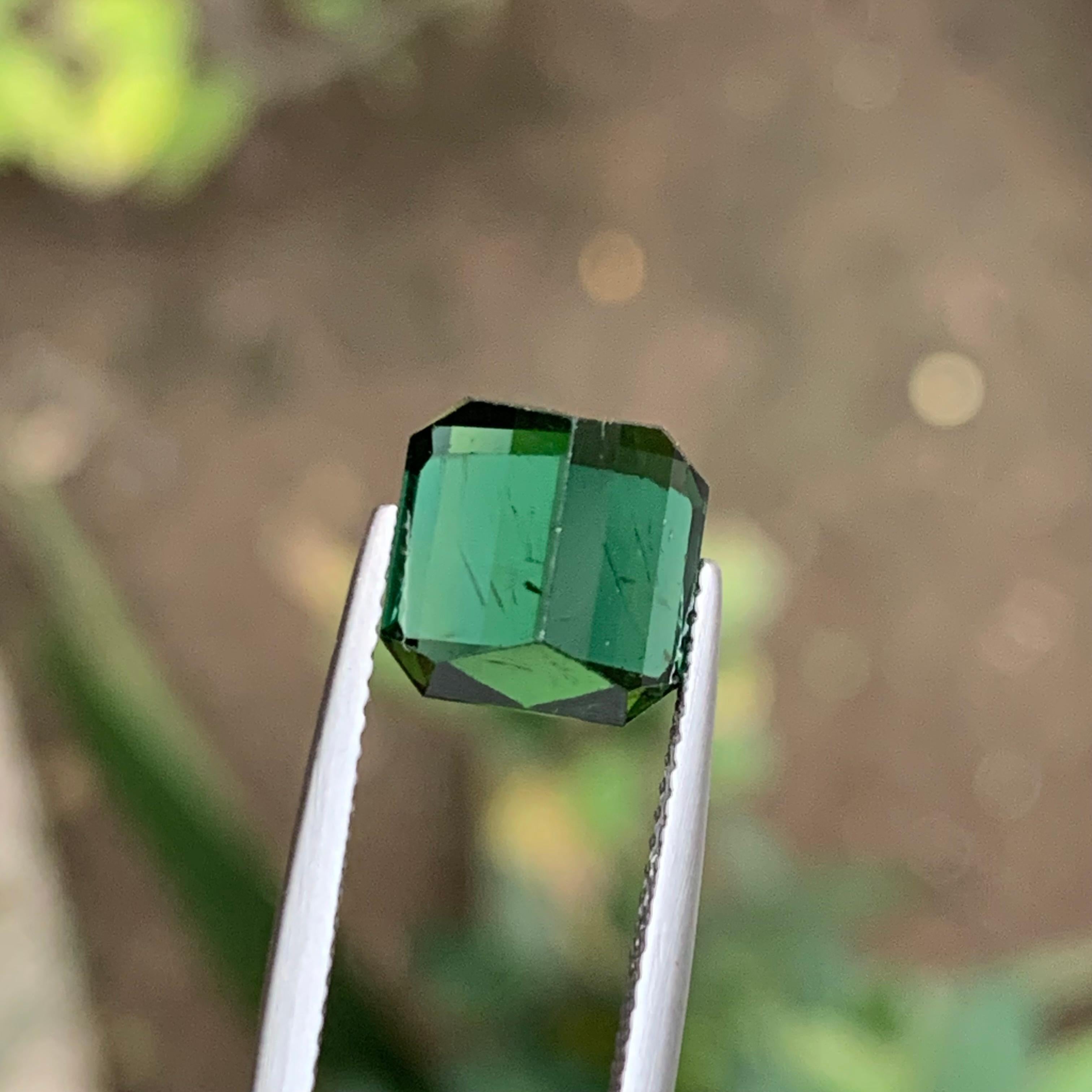Rich Green Natural Tourmaline Ring, Pendant Gemstone 5.40 Ct Emerald Cut-Jewelry For Sale 4