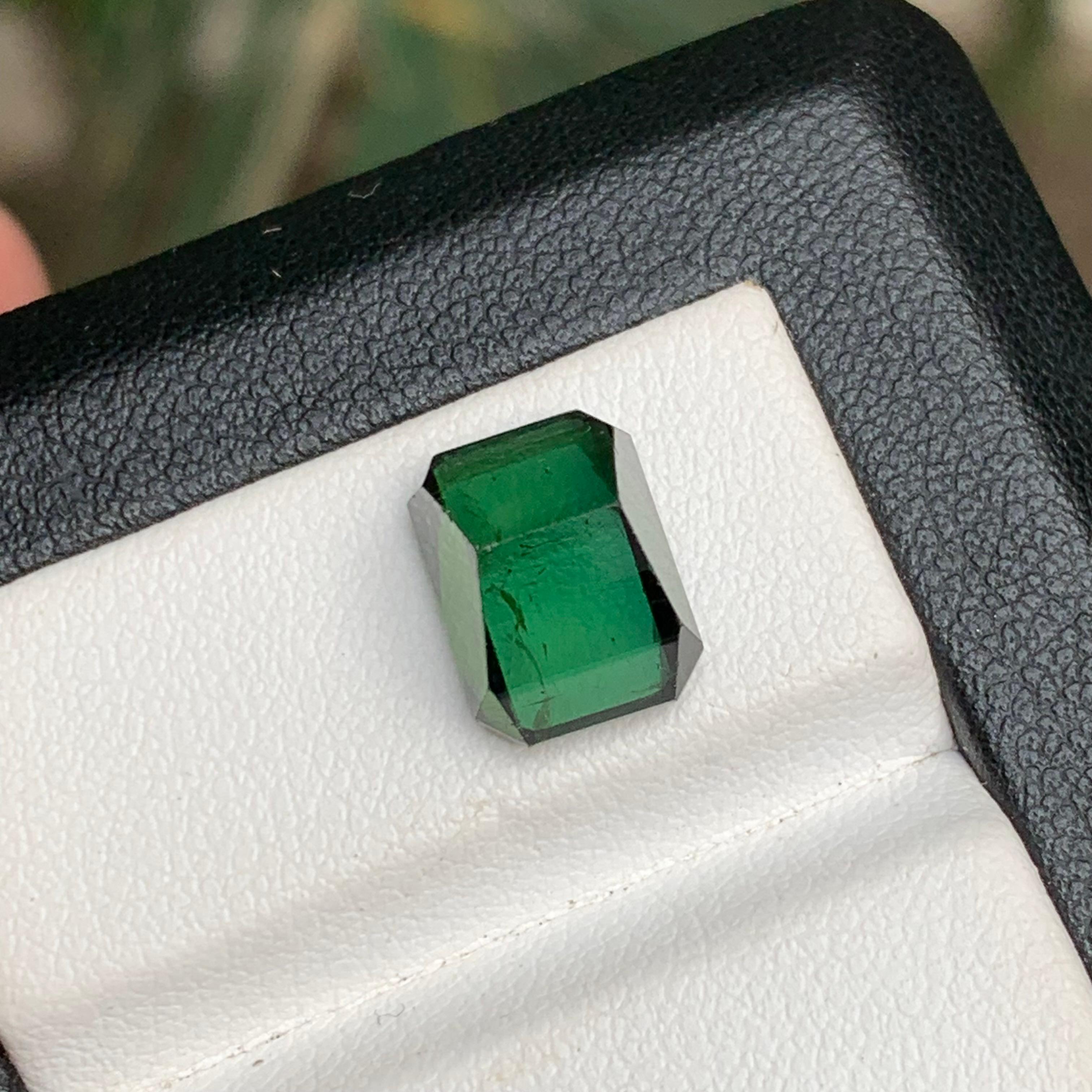 da uomo o donna Anello con tormalina naturale verde ricco, ciondolo, pietra preziosa 5.60 ct taglio smeraldo - Gioielli in vendita