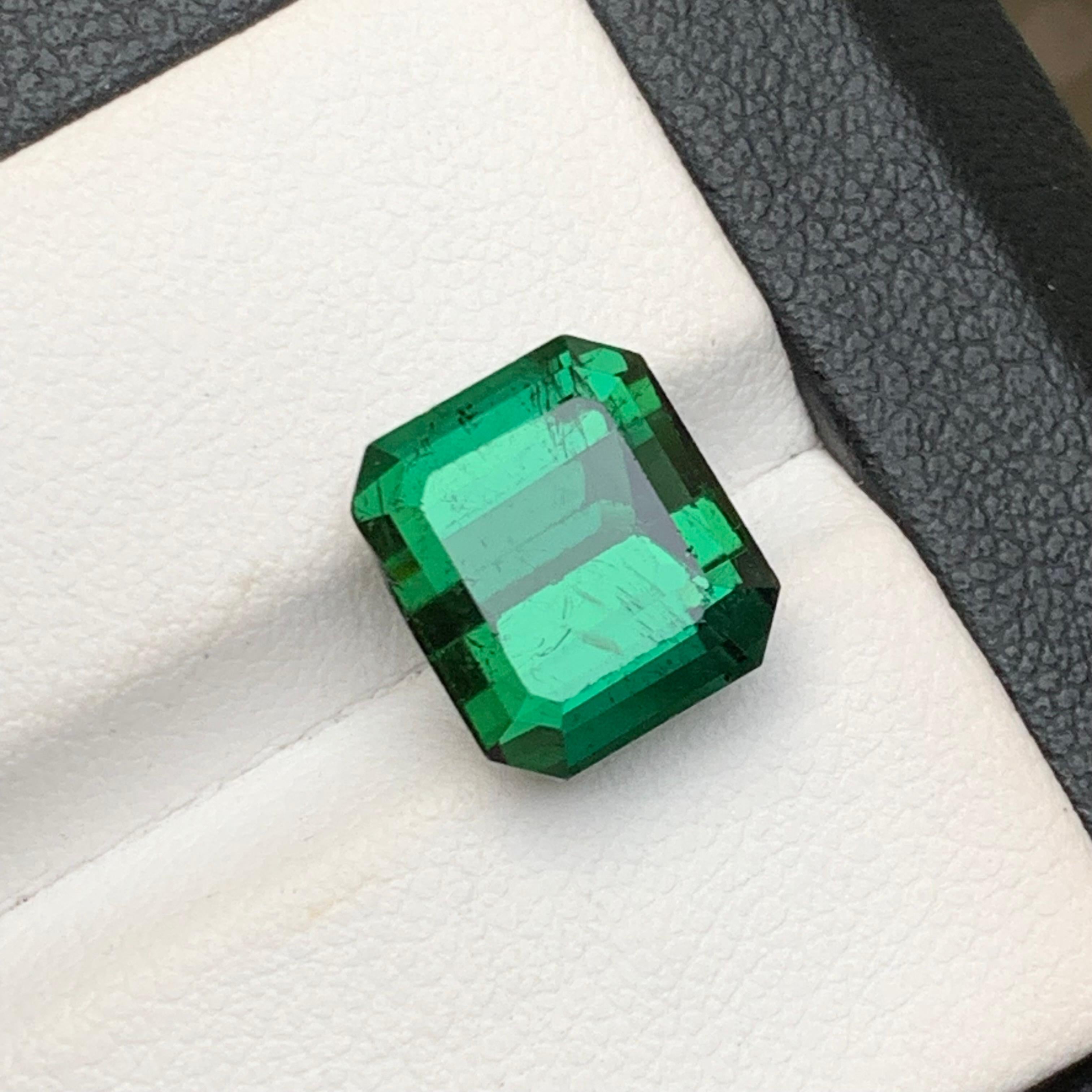 Rich Green Natural Tourmaline Ring, Pendant Gemstone 5.90 Ct Emerald Cut-Jewelry For Sale 7