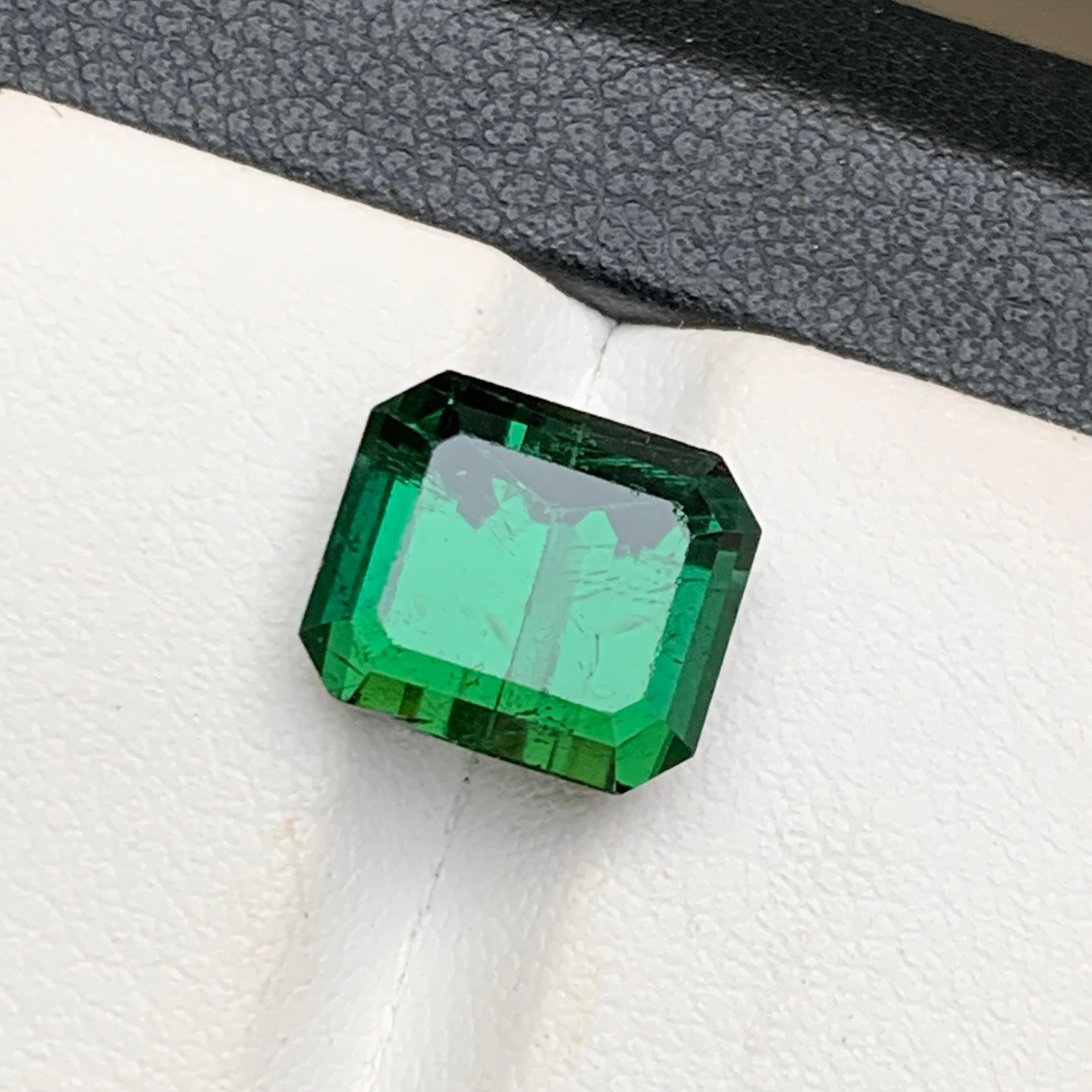 Rich Green Natural Tourmaline Ring, Pendant Gemstone 5.90 Ct Emerald Cut-Jewelry For Sale 8