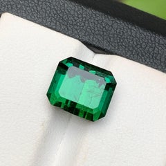 Rich Green Natural Tourmaline Ring, Pendant Gemstone 5.90 Ct Emerald Cut-Jewelry