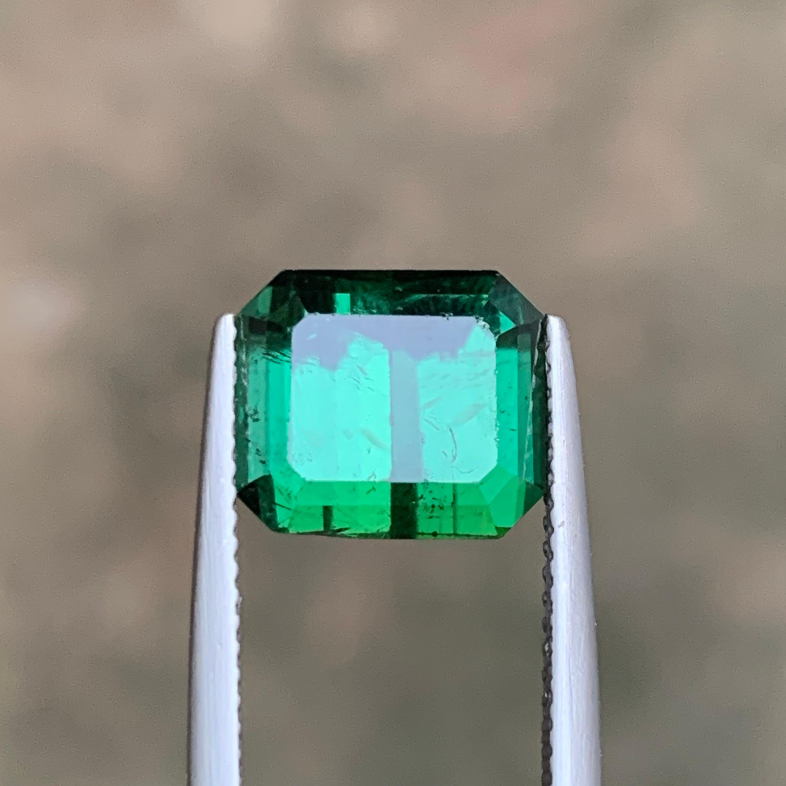 Rich Green Natural Tourmaline Ring, Pendant Gemstone 5.90 Ct Emerald Cut-Jewelry For Sale 2