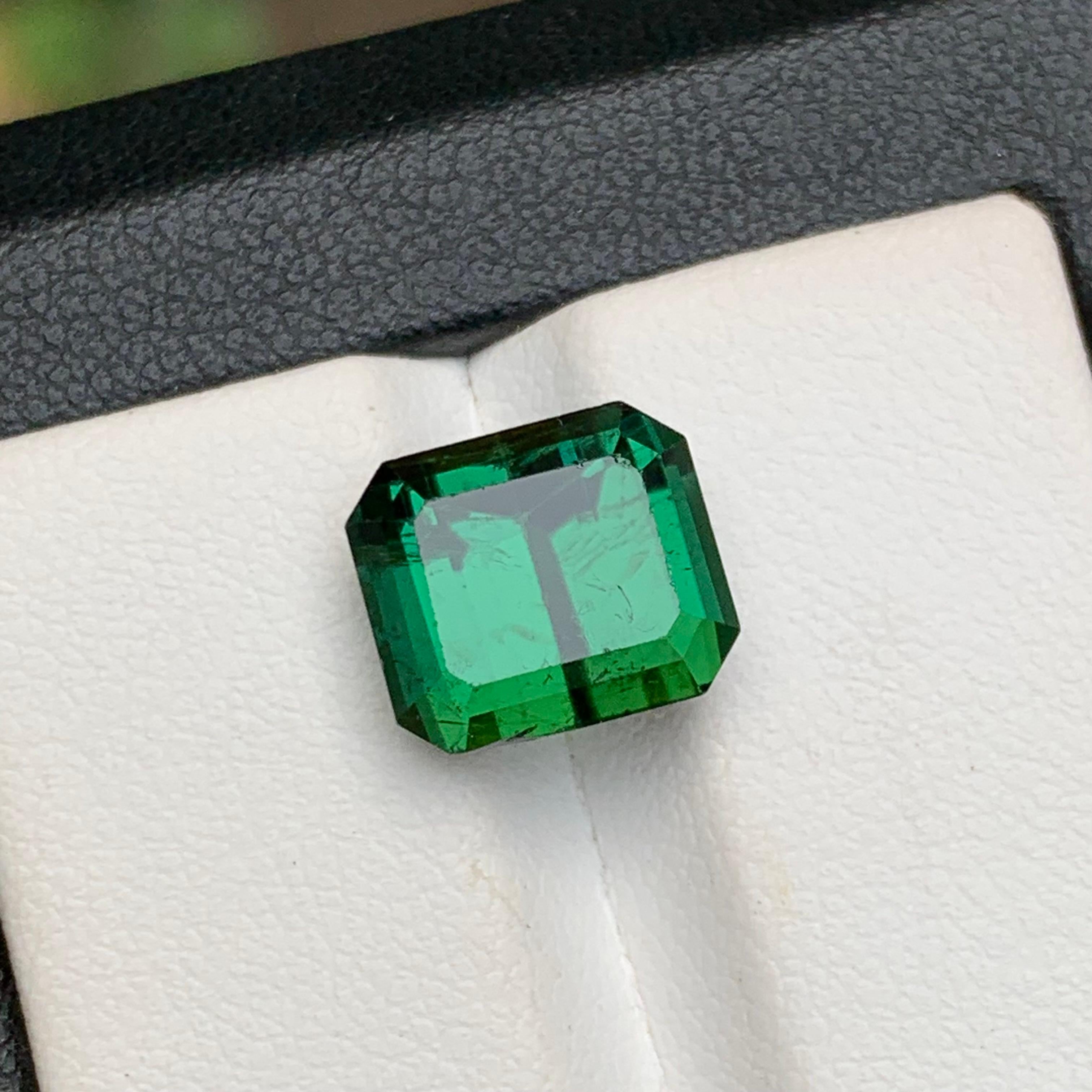 Rich Green Natural Tourmaline Ring, Pendant Gemstone 5.90 Ct Emerald Cut-Jewelry For Sale 3
